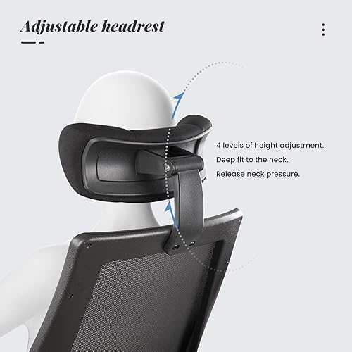 Miniatura 4 de Silla de oficina alta ergonómica de 400 libras para escritorio de pie ajustable con brazos abatibles, reposacabezas (con reposapiés, negro)