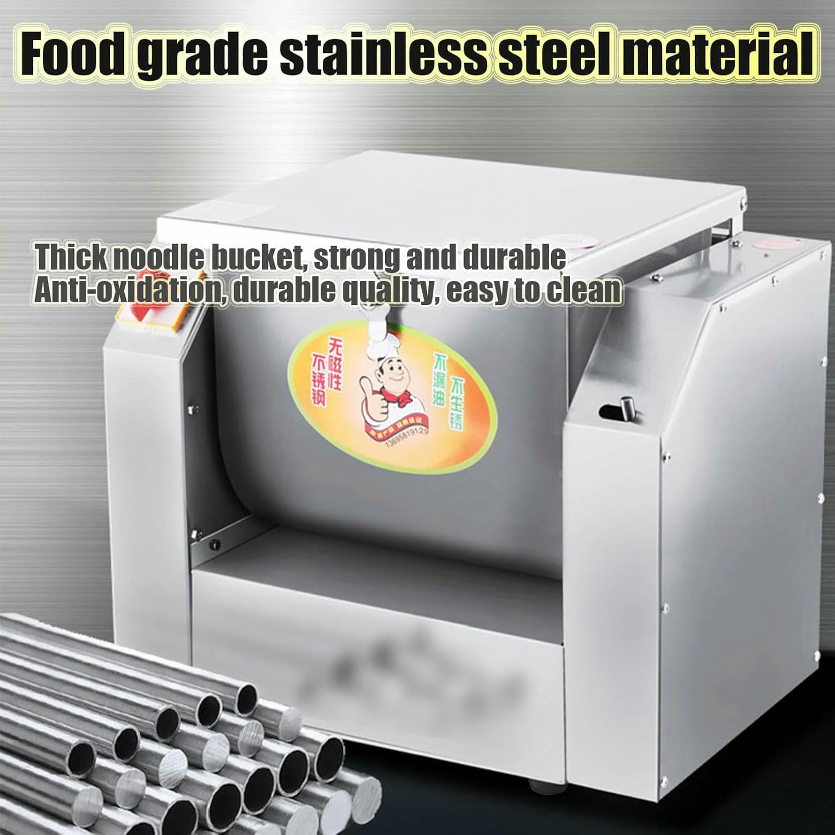 1500 W in Acciaio Inossidabile in Acciaio Inossidabile, 75 kg/h, Stampante Commerciale, per Fare Pasta E Pizza, con Funzionalità di Temporizzazione