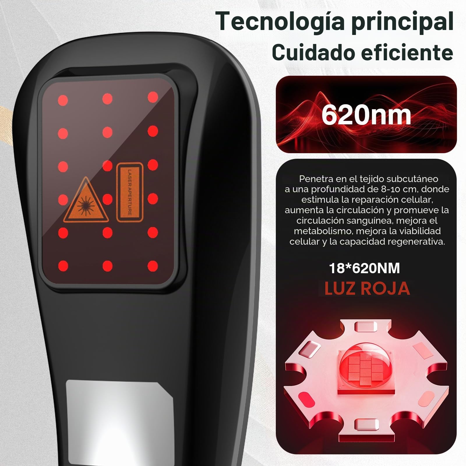 Dispositivo de mano para terapia de luz roja, 18 PCS620nm lámpara infrarroja para todo el cuerpo, articulaciones, hombros, rodillas, tobillos, músculos, recuperación rápida