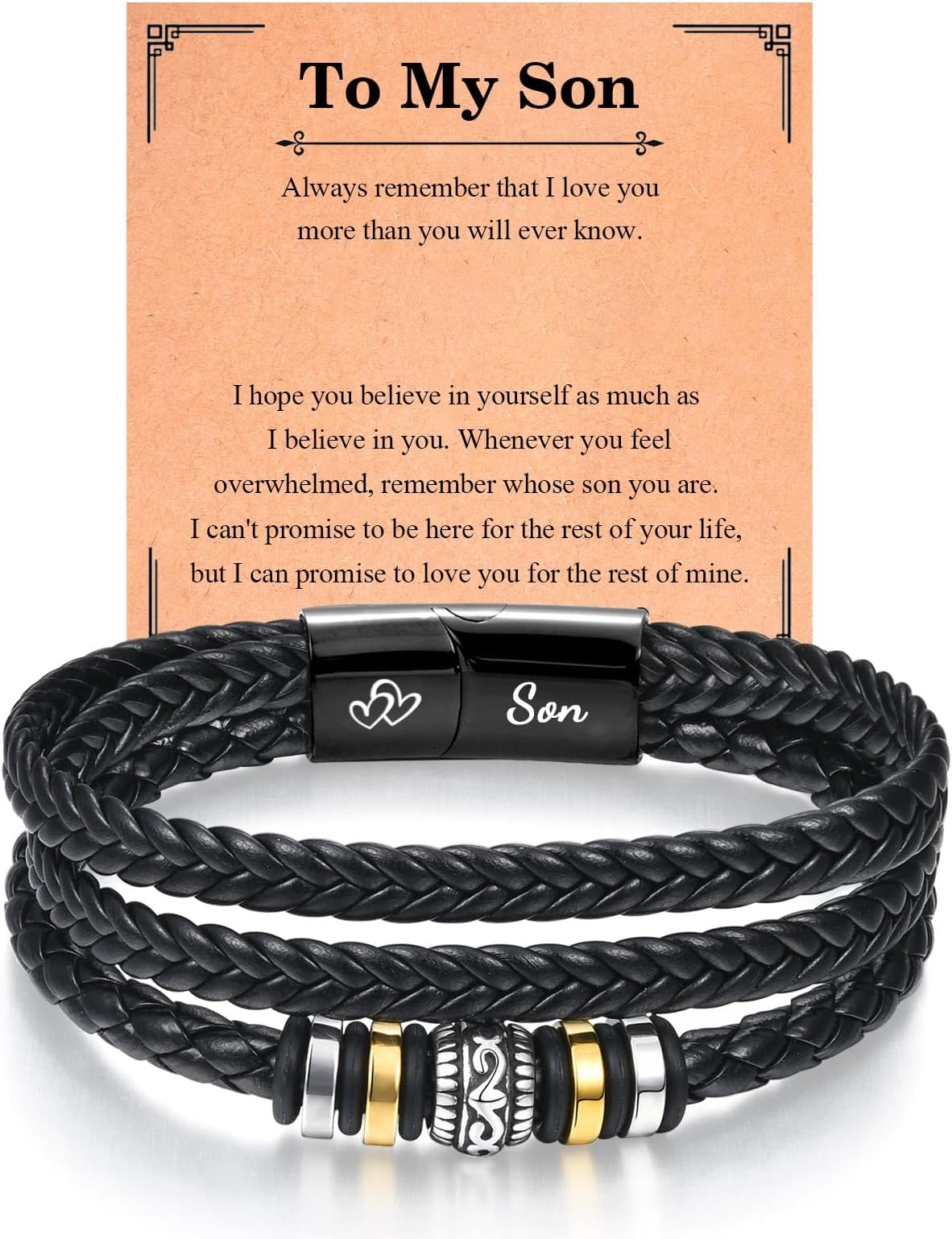 Mens Gifts for Husband Boyfriend Son Grandson, Engraved Bracelet for Him, Birthday Christmas Fathers Day Christmas Valentines Gifts for Him, Stocking Fillers for Men Teenage Boys