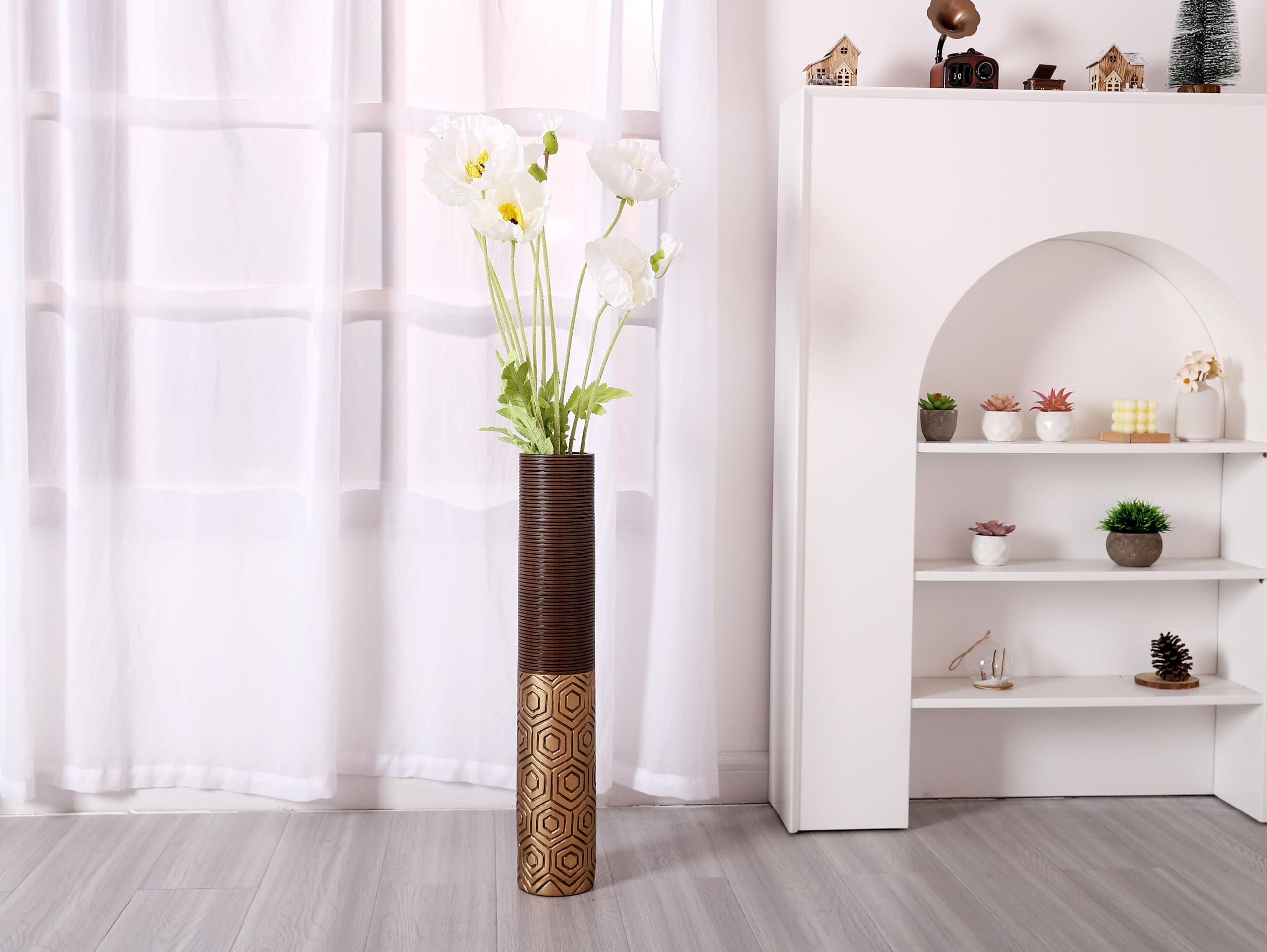 Leewadee Grande Vaso da Terra 65 cm - Alto Poliresina per Erbe della Pampa, Fiori Secchi & Freschi