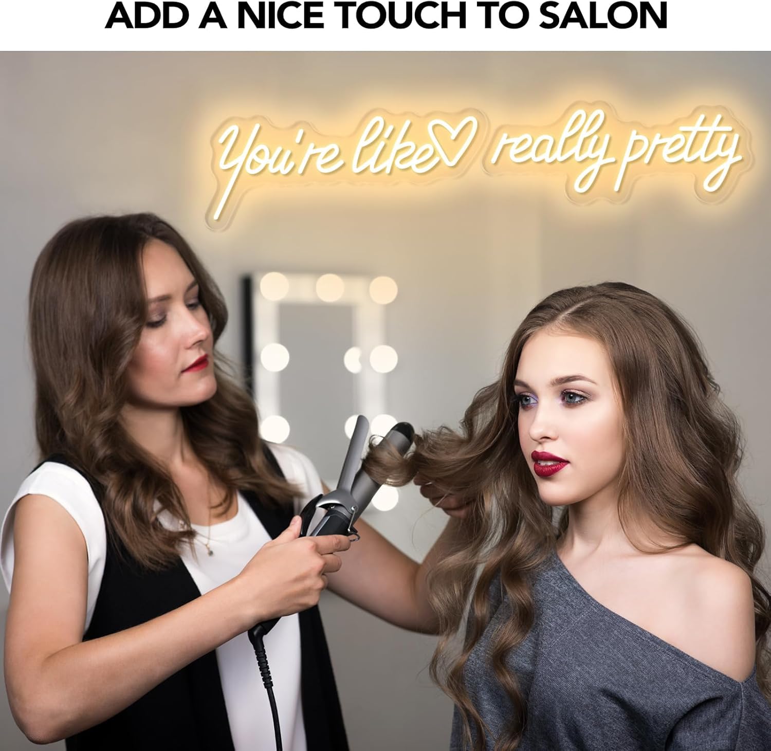 32-Inch Large You're Like Really Pretty LED Neon Sign, Warm White Your Like Really Pretty Neon Light Up Sign for Girls' Bedroom, Vanity, Salon, Powder Room, Fitting Room, Wedding Backdrop, Home Wall Décor - Image 4