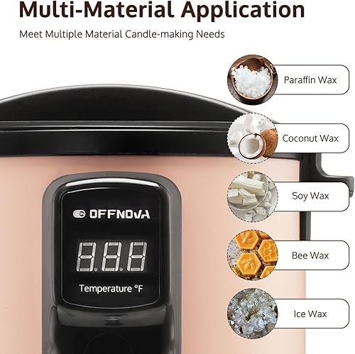Miniatura 3 de OFFNOVA Derretidor de cera para hacer velas, olla de fusión de cera de vela de 6L con boquilla de núcleo de calefacción y pantalla digital, ideal