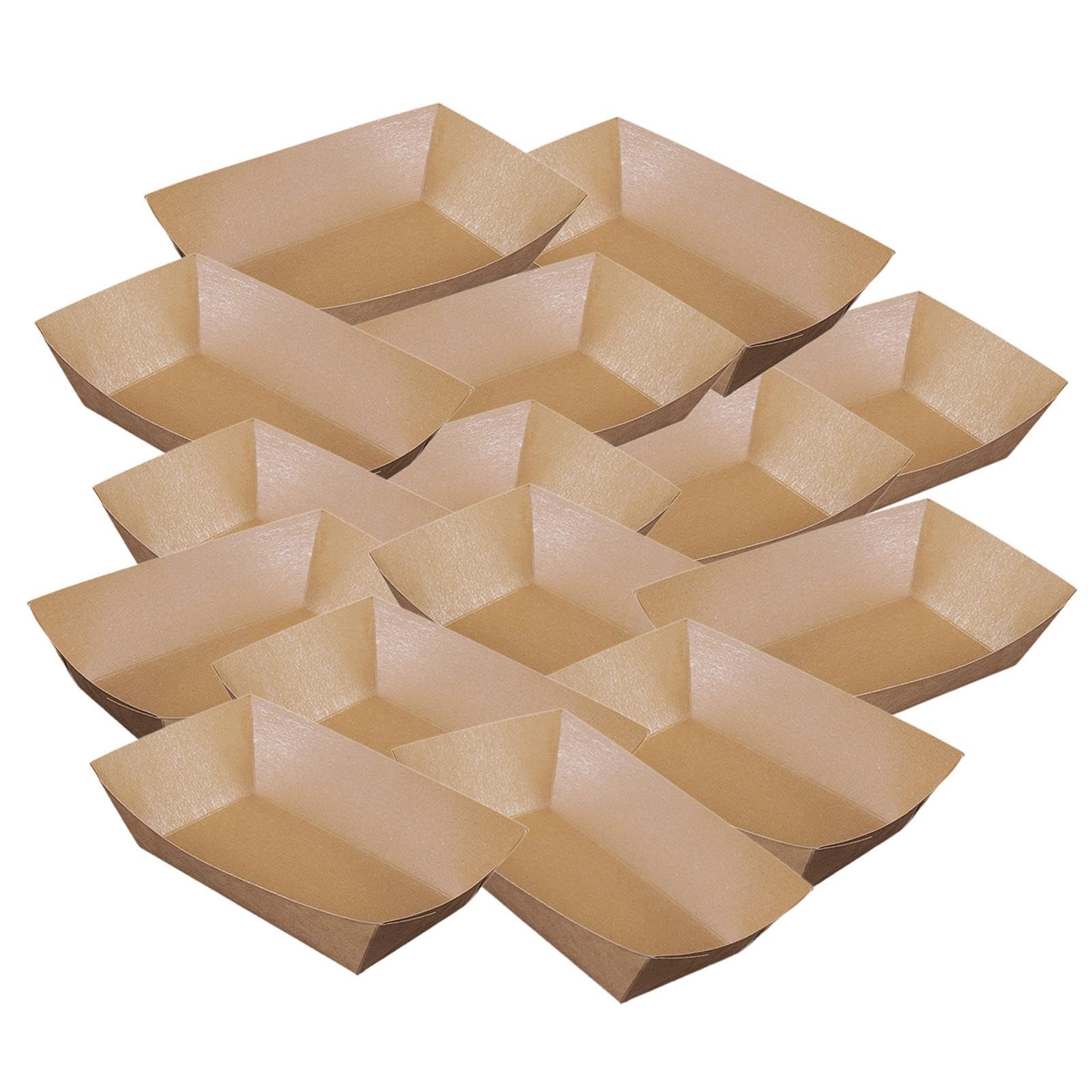 Lot de 100 barquettes en papier kraft pour tacos, nachos, frites, corn, M