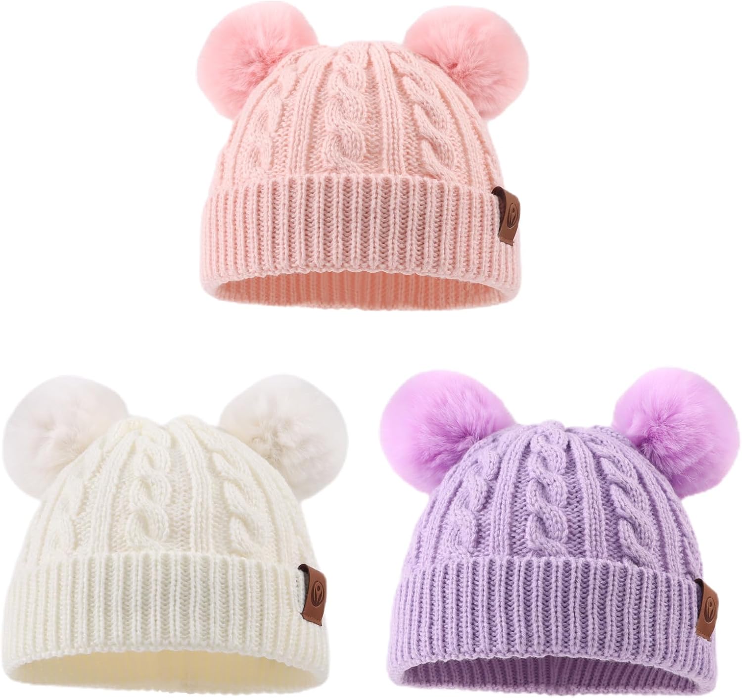 PESAAT Warm Toddler Girl Beanie Knit Winter Hats for Kids Twist Baby Boys Girls Hat 1-4 Years