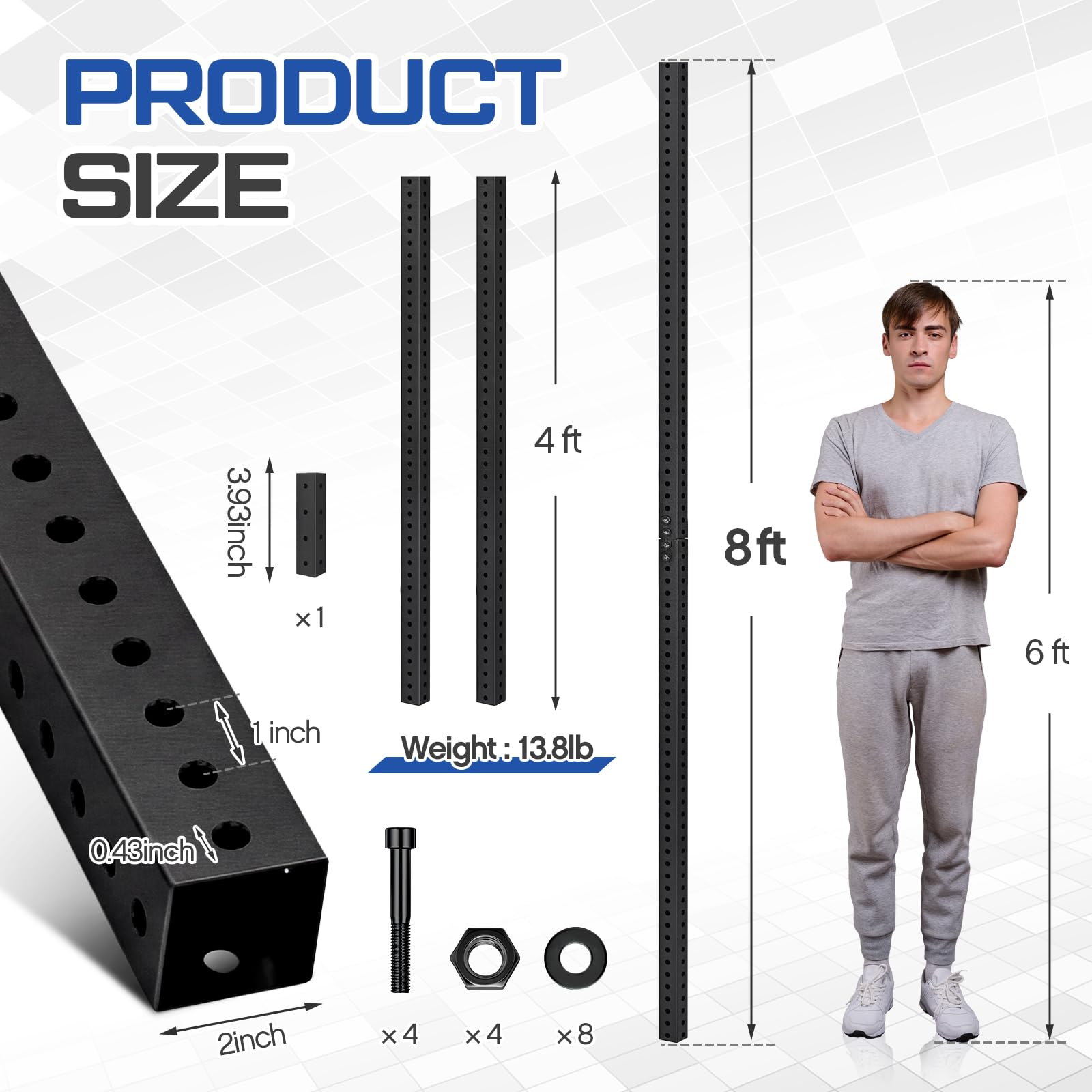 8 ft H x 2 in W Square Sign Post with 7/16" Dia Mounting Holes — Amazon image 2