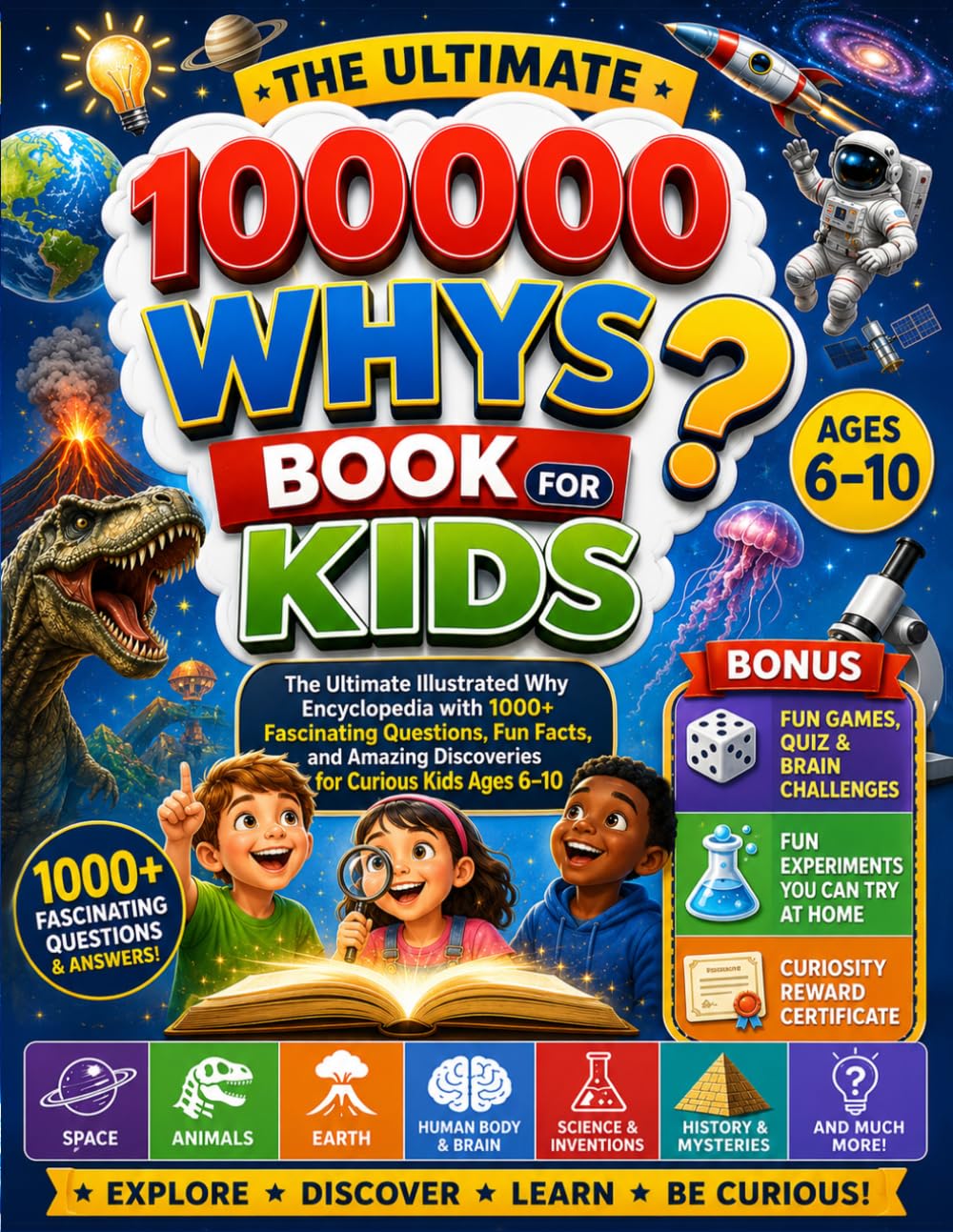 100000 Whys Book for Kids: The Ultimate Illustrated Why Encyclopedia with 1000+ Fascinating Questions, Fun Facts, and Amazing Discoveries for Curious Kids Ages 6–10