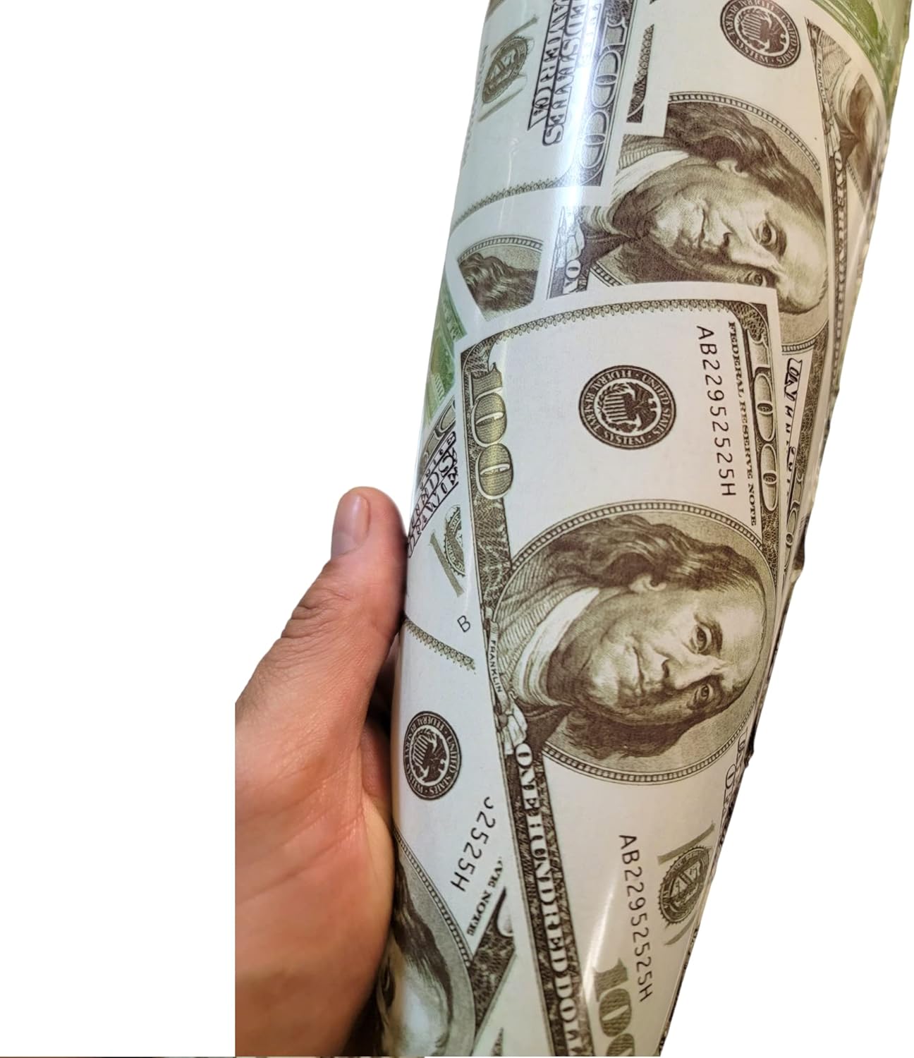 $100 Dollar Bill Money Mini Inflatable Baseball Bat (19") Vinyl. Fun and Safe Inflate Toy.