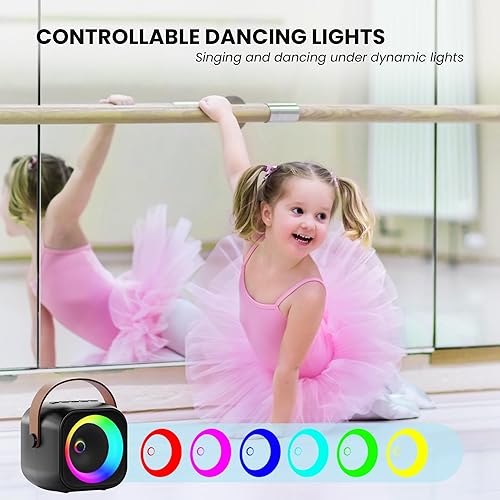 Vista 113 de Mini máquina de karaoke para niños y adultos, altavoz Bluetooth portátil con micrófono inalámbrico, para niñas de 4, 5, 6, 7, 8, 9, 10 y 12 años