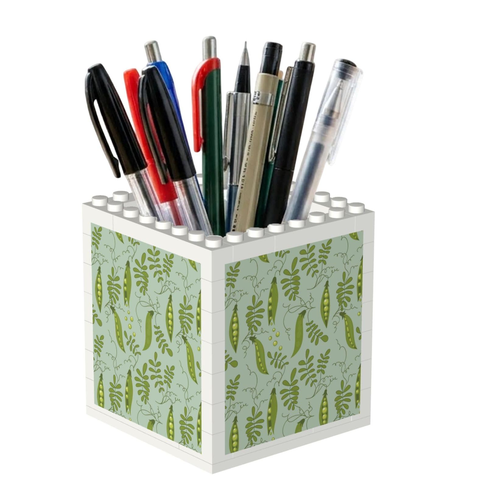 Poadnly Green Peas Leave Blue, Pen Pot Pencil Holder for Office Home School, Compact Desk Organiser for Office Stationery