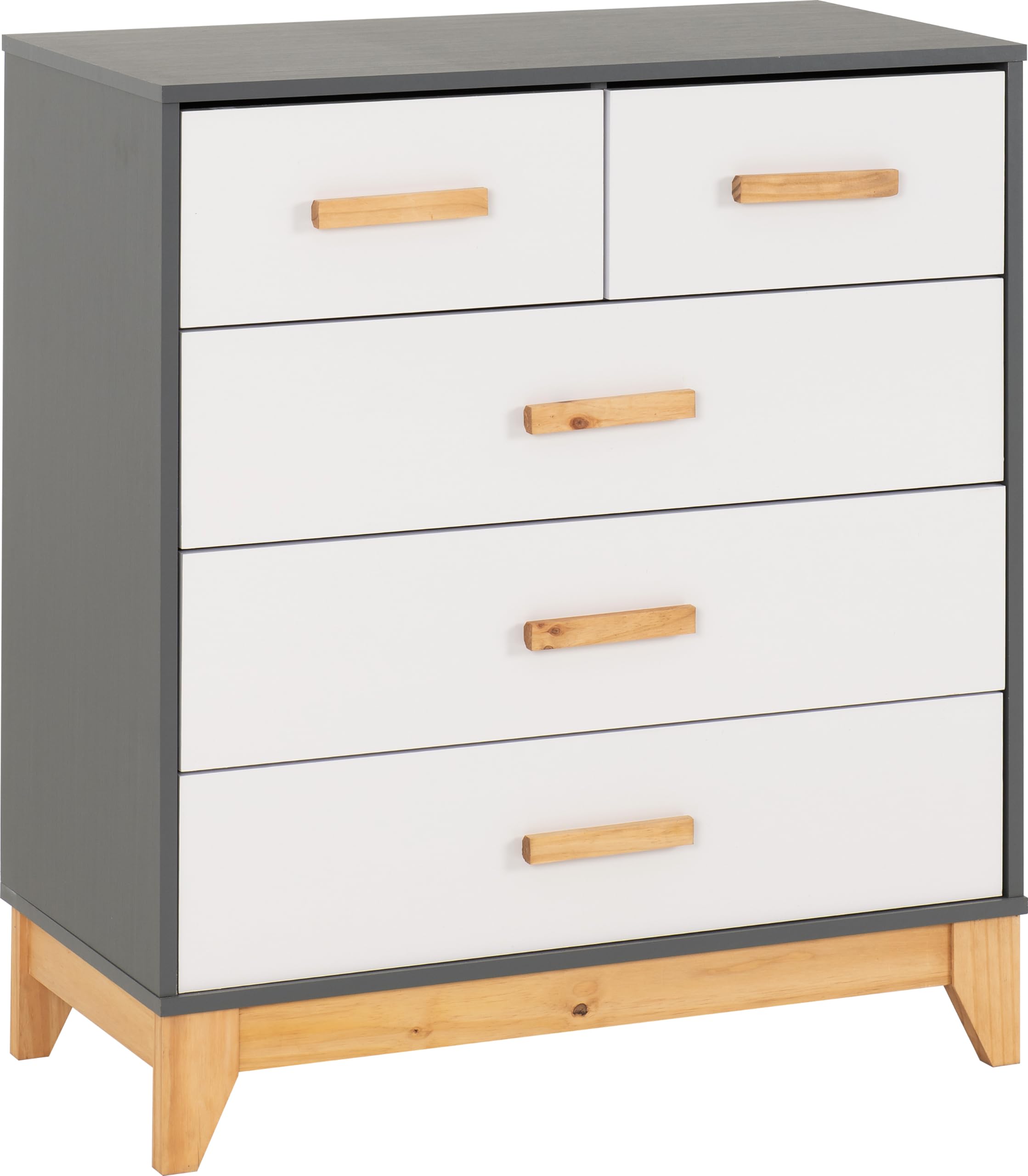 Seconique Cleveland 3+2 Drawer Chest in White/Grey Metal Effect