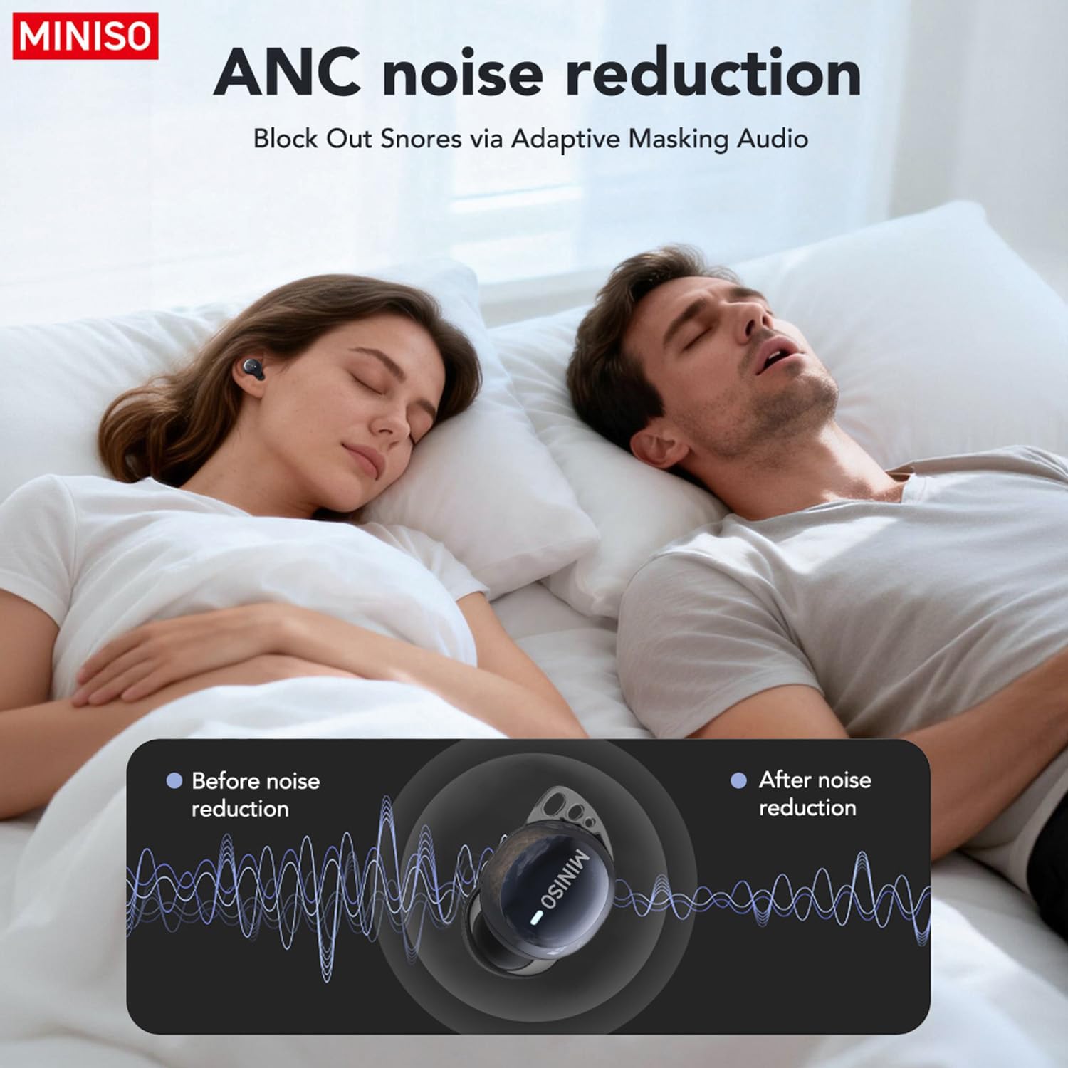 MINISO MS216 Sleep Earbuds, Mini Earbuds with Noise Reduction Bluetooth 6.0 Headphones, AI Translation Earbuds in Real Time Support 135 Languages for Side Sleepers Travel Business