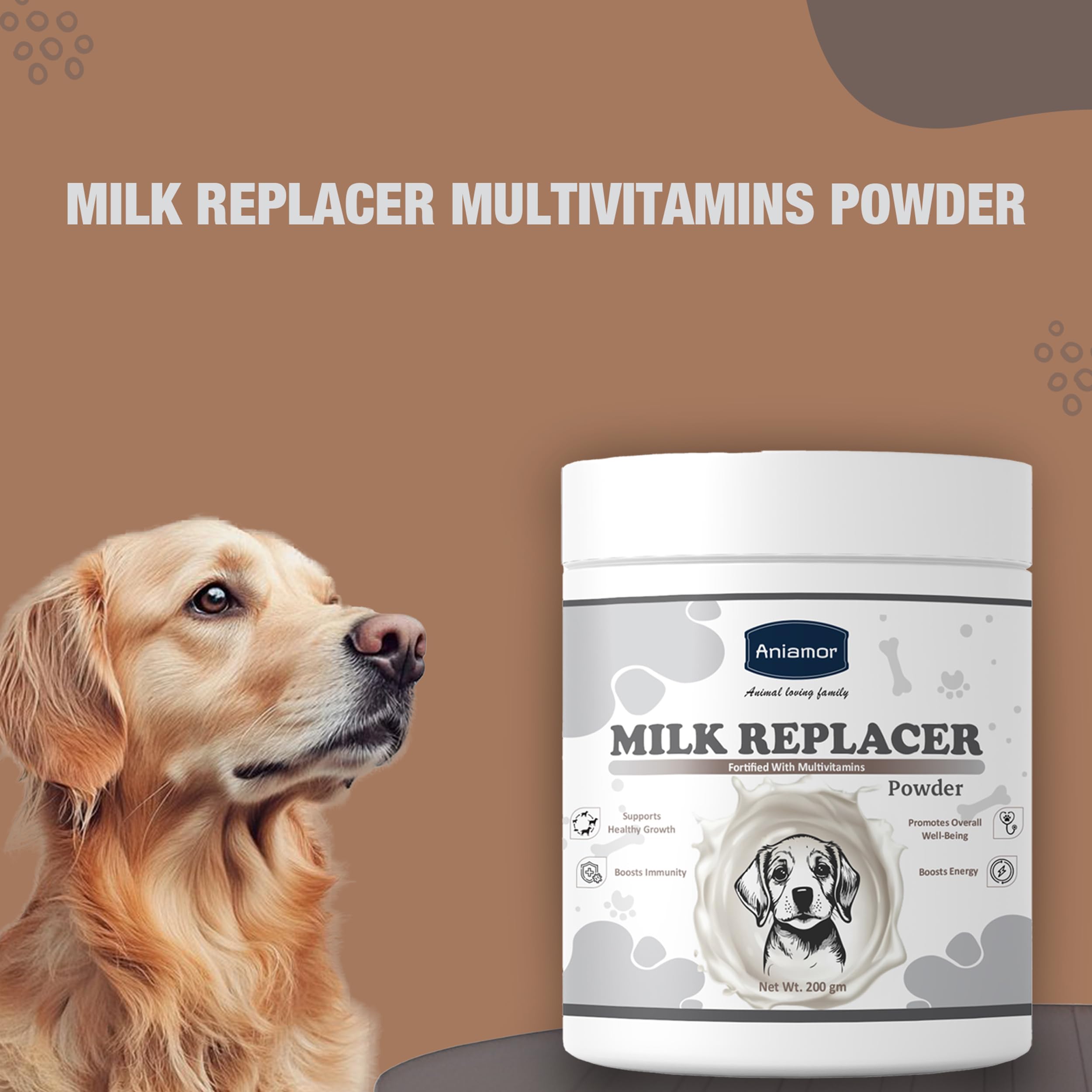 Aniamor Milk Replacer with Multivitamin for Dogs & Cats | Multivitamin for Dogs | Boost Immunity | Dog Supplement for Growth, Skin & Bone Health | All Life Stage | 200gm Jar 4