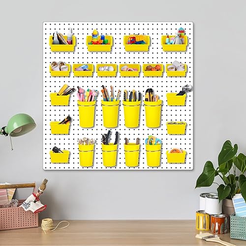 Miniatura 7 de Roowest Juego de 60 cubos de tablero de clavijas, organizador de pared con ganchos y bucles, surtido de ganchos para clavijas, accesorio organizador