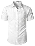 Men's Knit Shirt Vintage Slim Fit Short Sleeve Button Down Shirts Summer Vacation Beach Tops