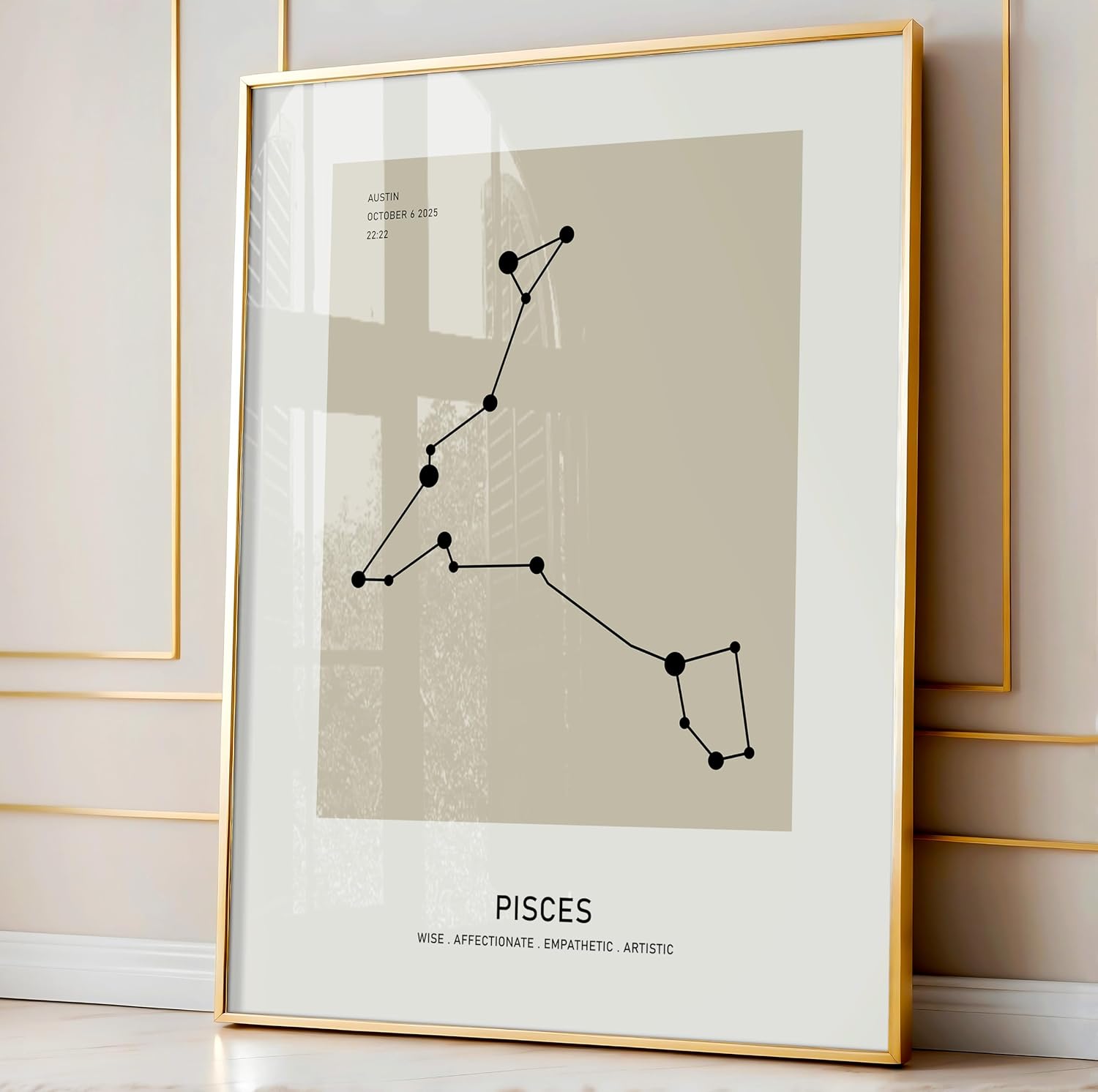 Poster Master Personalized Pisces Print, Customized Constellation Star Map Poster and Canvas, Zodiac Sign Art, Gift for Family, Loved Ones, Friends, Available in 8x10 to 30x40
