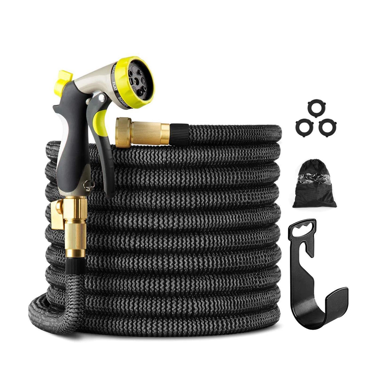 Tubo dell'Acqua da Giardino con Ugello A 8 Funzioni, Tubo dell'Acqua Leggero A Tenuta Stagna, Tubo Magico Leggero per La Pulizia Dell'irrigazione del Giardinaggio All'aperto,15M