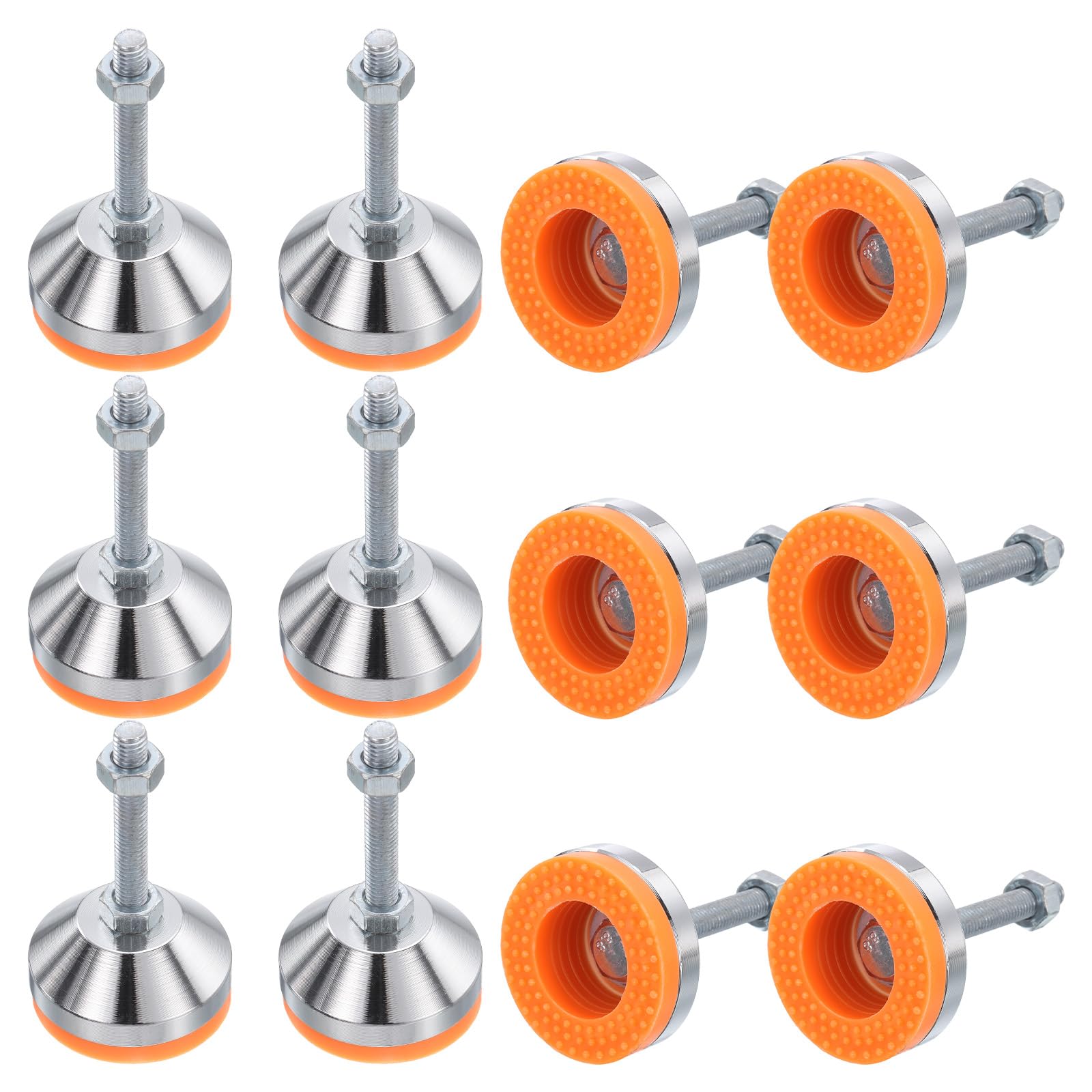 Paquete de 12 patas niveladoras ajustables resistentes antideslizantes que absorben los golpes, patas niveladoras de muebles para banco de trabajo, armario, M8 x 50 mm, rosca de 50 mm de diámetro