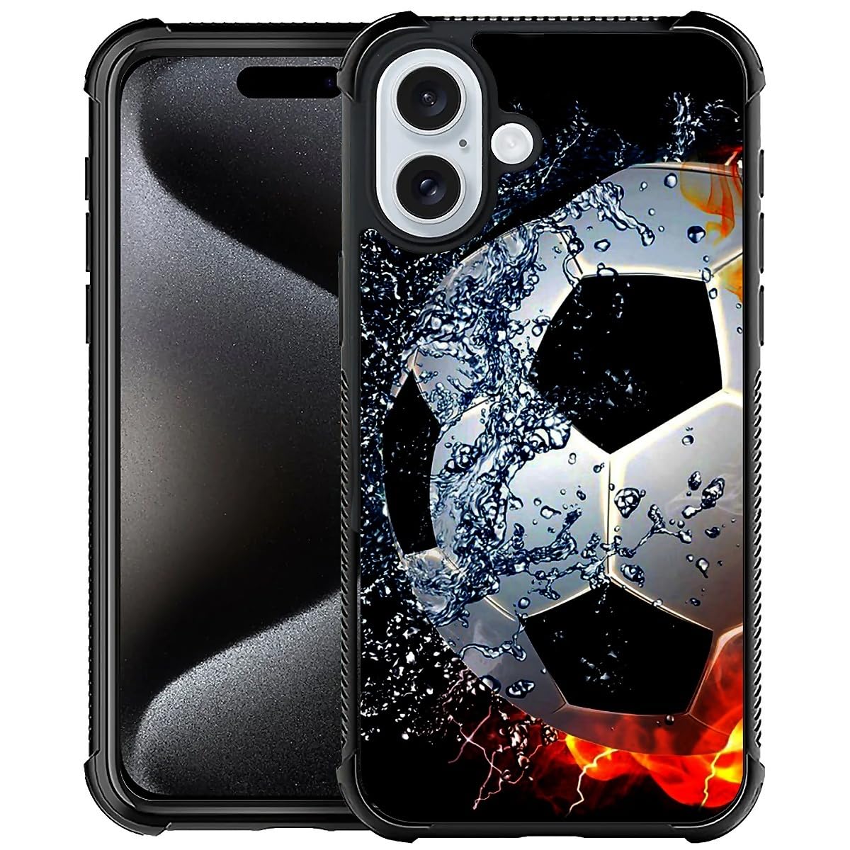 CARLOCA Compatible with iPhone 16 Case, Sizzling Soccer Mate Fashion Pattern Design for Girl Shockproof Anti-Scratch Hard PC Back Case for iPhone 16