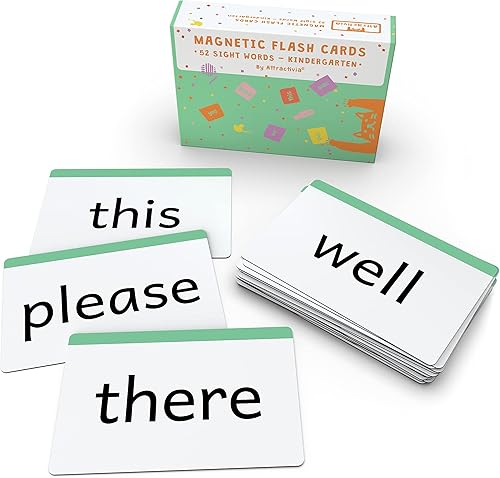 Tarjetas magnéticas de palabras de jardín de infantes 52 tarjetas grandes resistentes para alfabetización de lectores principiantes, educación en