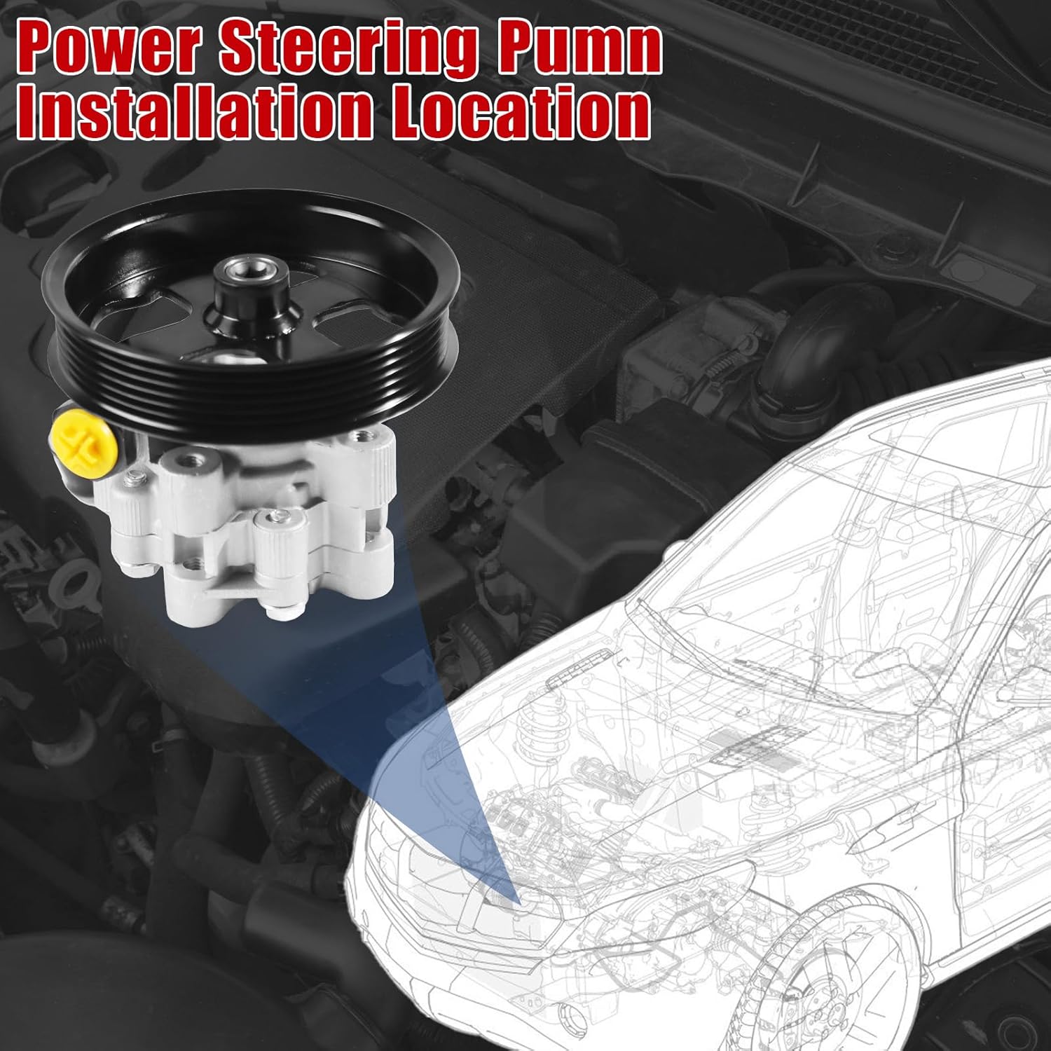 Power Steering Pump for Chrysler Voyager 2001-2007 & for Grand Voyager 2001-2002 & for Town & Country & for Dodge Caravan 2001-2007 & for Grand Caravan 2001-2007 3.3L 3.3L Replace 21-5223 4743060AB