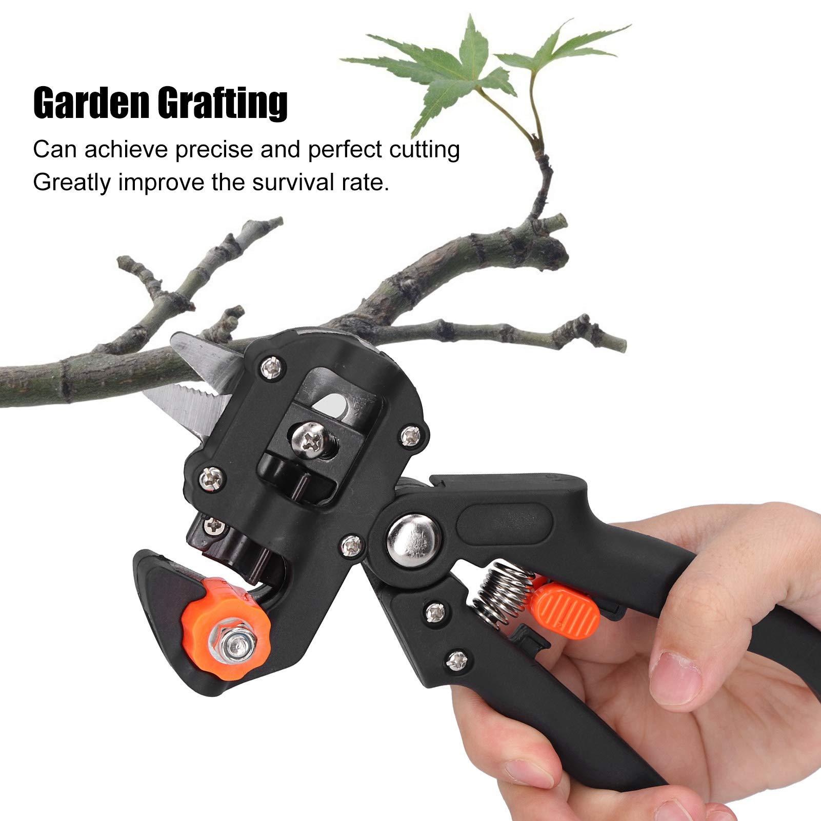 Wakects Set di Attrezzi per Innesto da Giardino, Cesoia per Innesto in ABS con Taglio Preciso, Kit per Tagliare Rami da 5 Pezzi, 543 G con Custodia per Giardinieri, Frutteti, Vivai (BLACK)