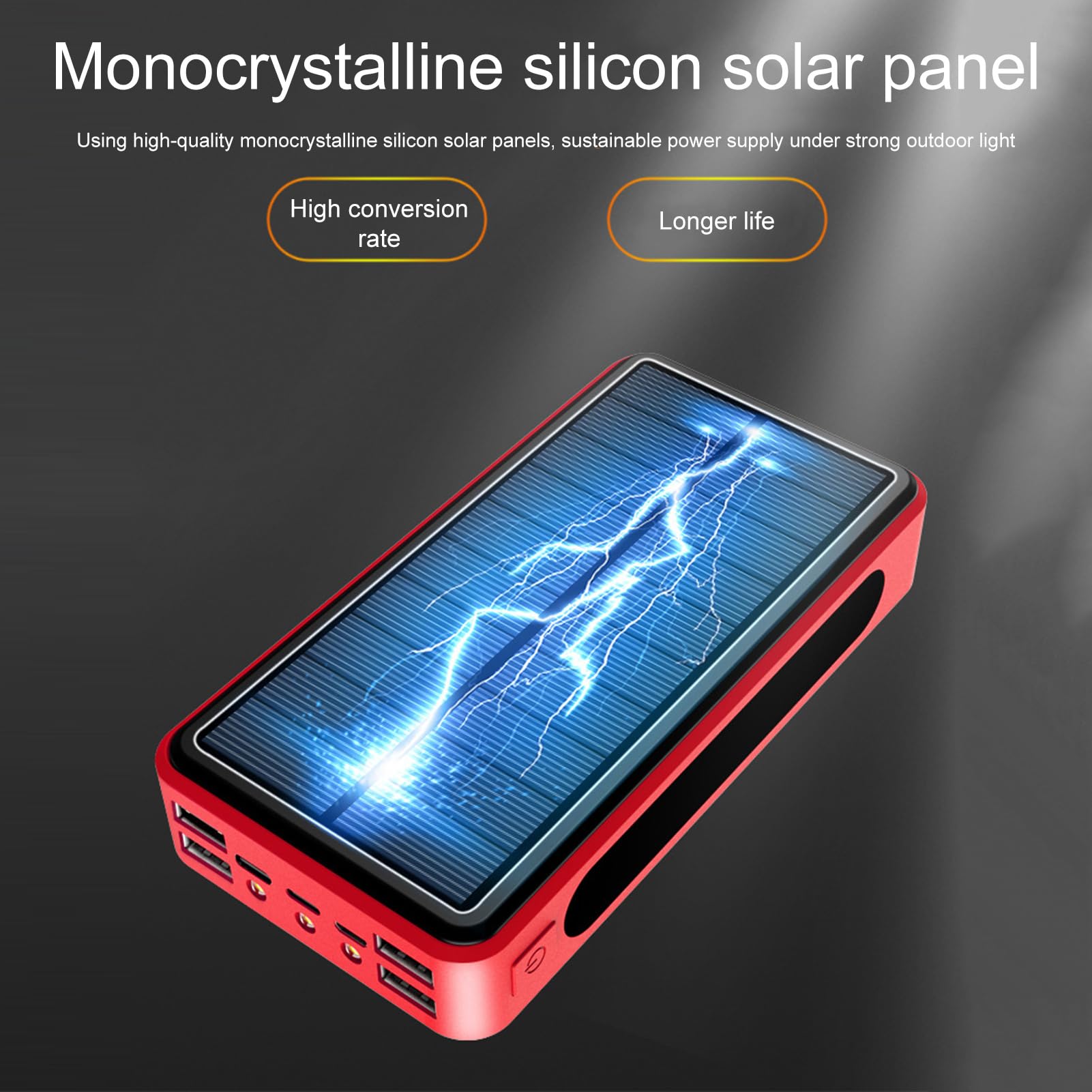 Power Bank ad Energia Solare Batteria Esterna Impermeabile Da 20000mAh Con | Power Bank Solare Caricatore per Cellulare Supporta 4 Dispositivi Elettronici per Campeggio Viaggi