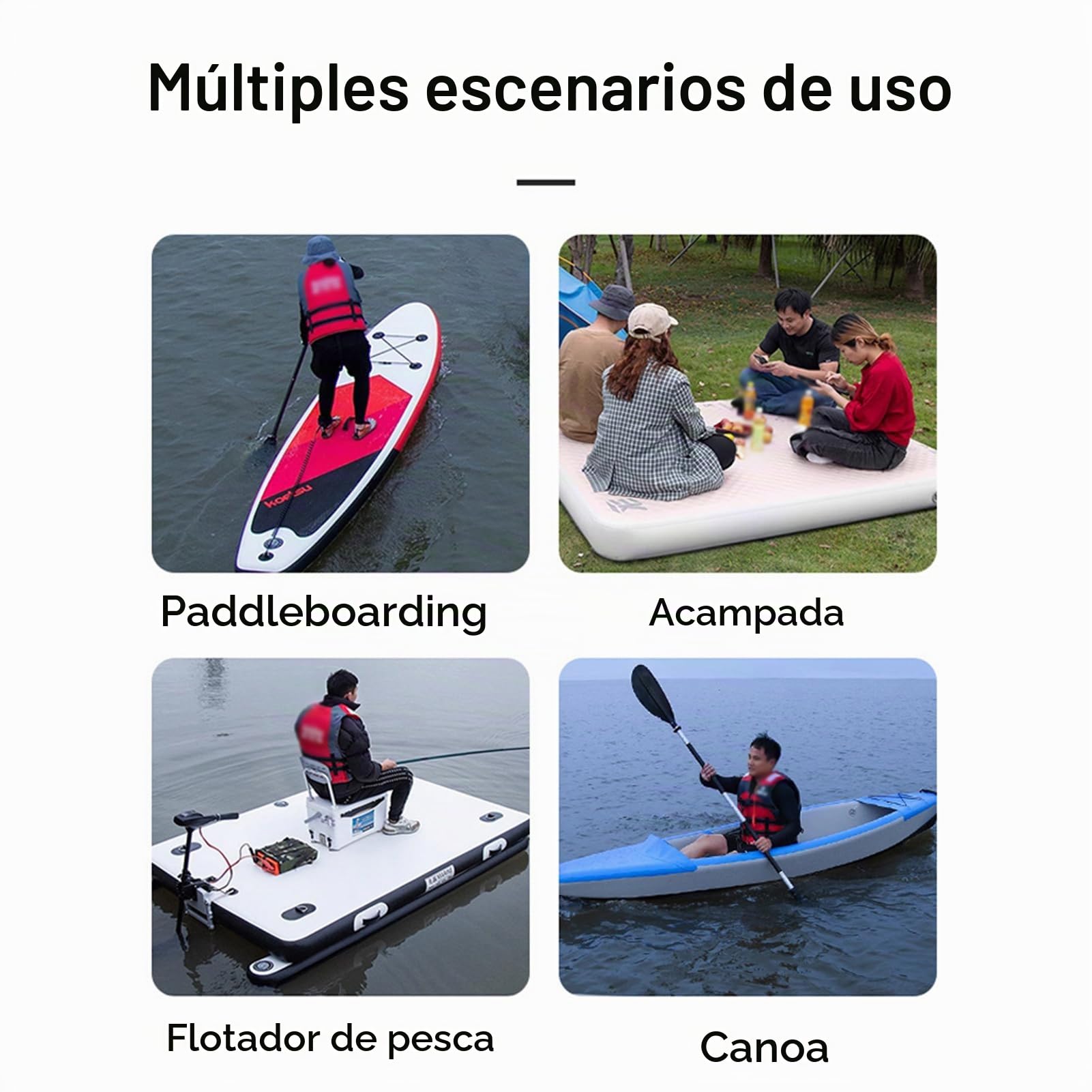 HUIOP Asientos de Canoa para Kayak, Silla de Tabla de Surf con Varilla de Acero con Respaldo, Barco Inflable, Silla Plegable Ligera con Soporte para la Espalda,Asientos de Canoa