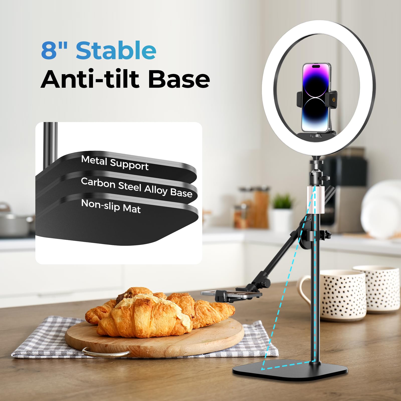 UBeesize 12" Ringlicht mit Stativ, 360° Schreibtisch Beleuchtung Licht