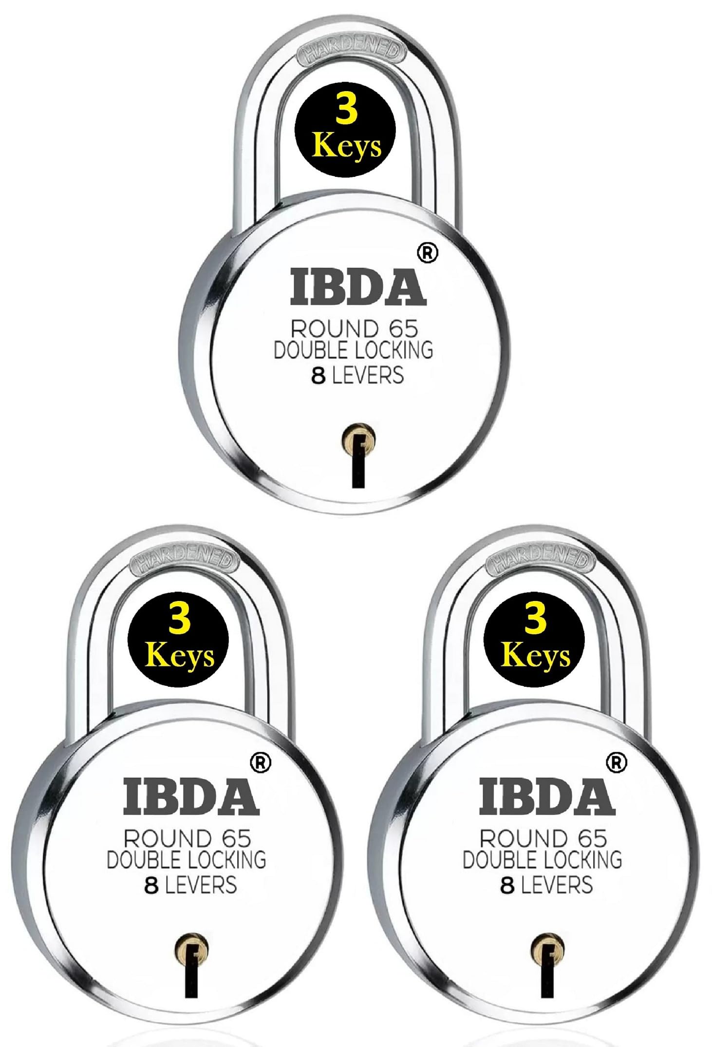IBDA 65mm lock and key | double locking | 8 levers technology | steel body padlock | lock for home, shutter, gate, door, kadi, channel, chain, shop, school, warehouse, outdoor, indoor | (BUY 2 GET 1) (B0CJ9SP39G) Amazon Price History, Amazon Price Tracker