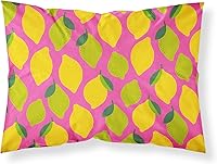Vista 1 de Caroline's Treasures BB5143PILLOWCASE Limones y Limes on Pink Fabric Funda de almohada estándar, ligera, súper suave, fácil de cuidar, decorativa