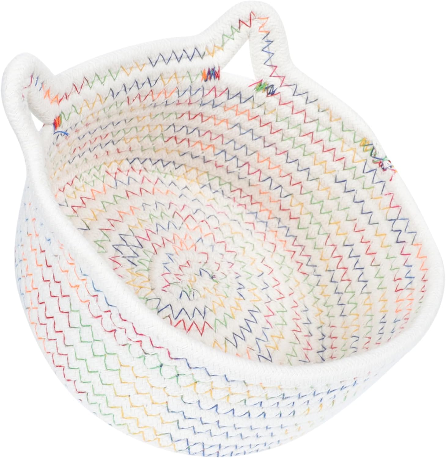 1pc Cat Ear Woven Storage Basket Cotton Organizer for Makeup Home Decor Cute Cat Ear Design for Toy Item Storage