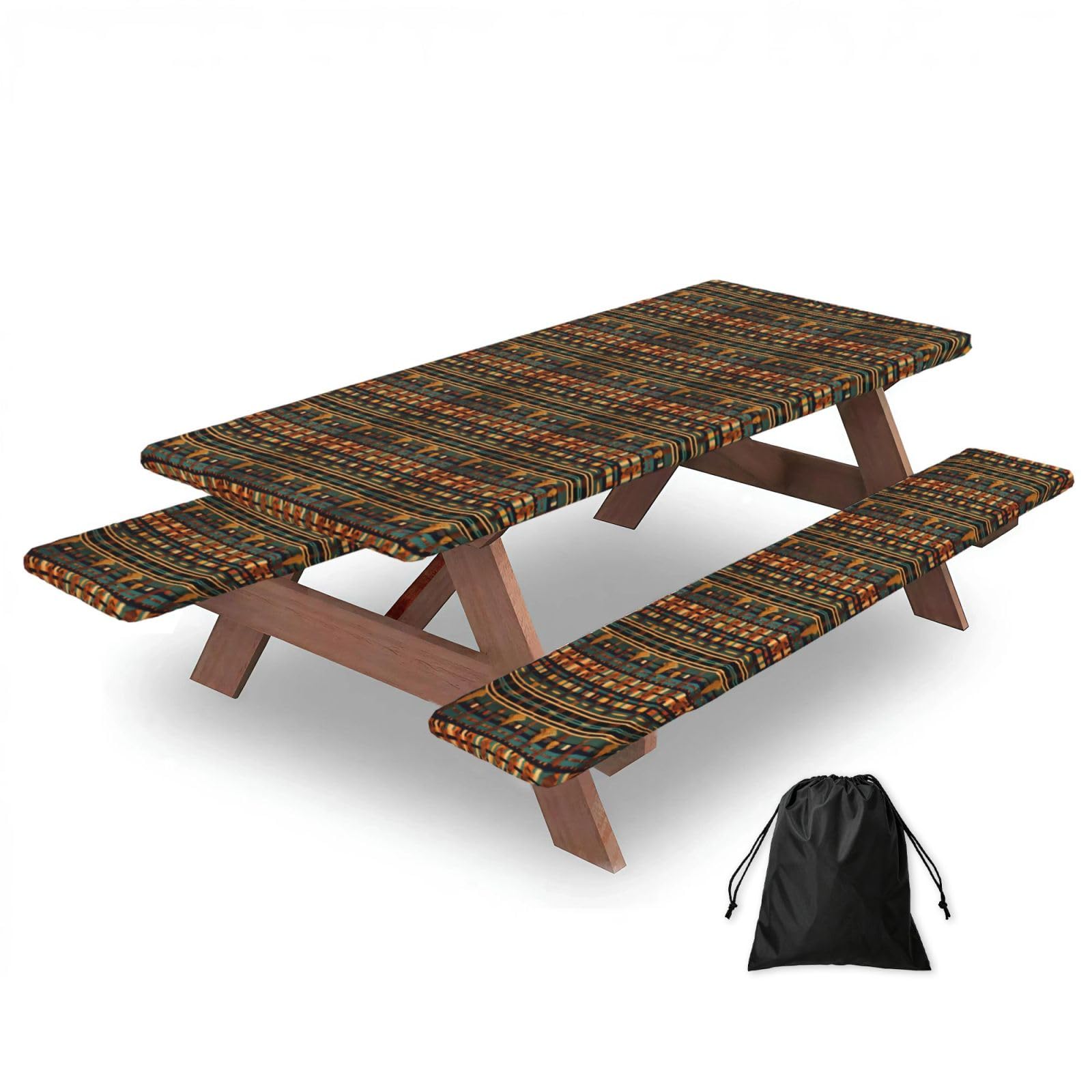 AYYQWE African Classic Weave Print Picnic Table Bench Cover Outdoor Garden Party Decor Daily Accessory Gift