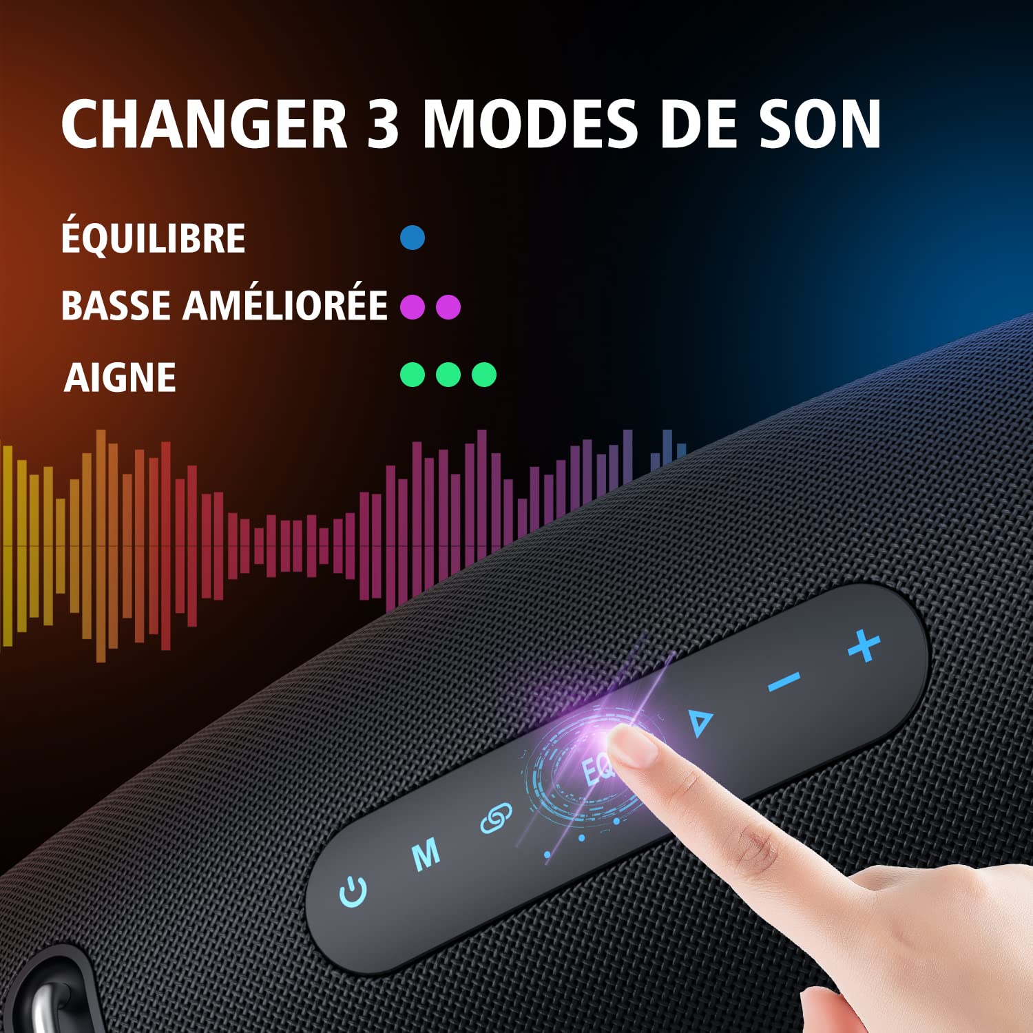 ZEALOT Enceinte Bluetooth Portable, 60W Haut Parleur sans Fil avec Basses Puissantes, EQ, 40 Heures d’autonomie, IPX6, Port AUX, TF Carte, USB, Double Appairage Stéréo, pour l'extérieur/La Fête, Noir