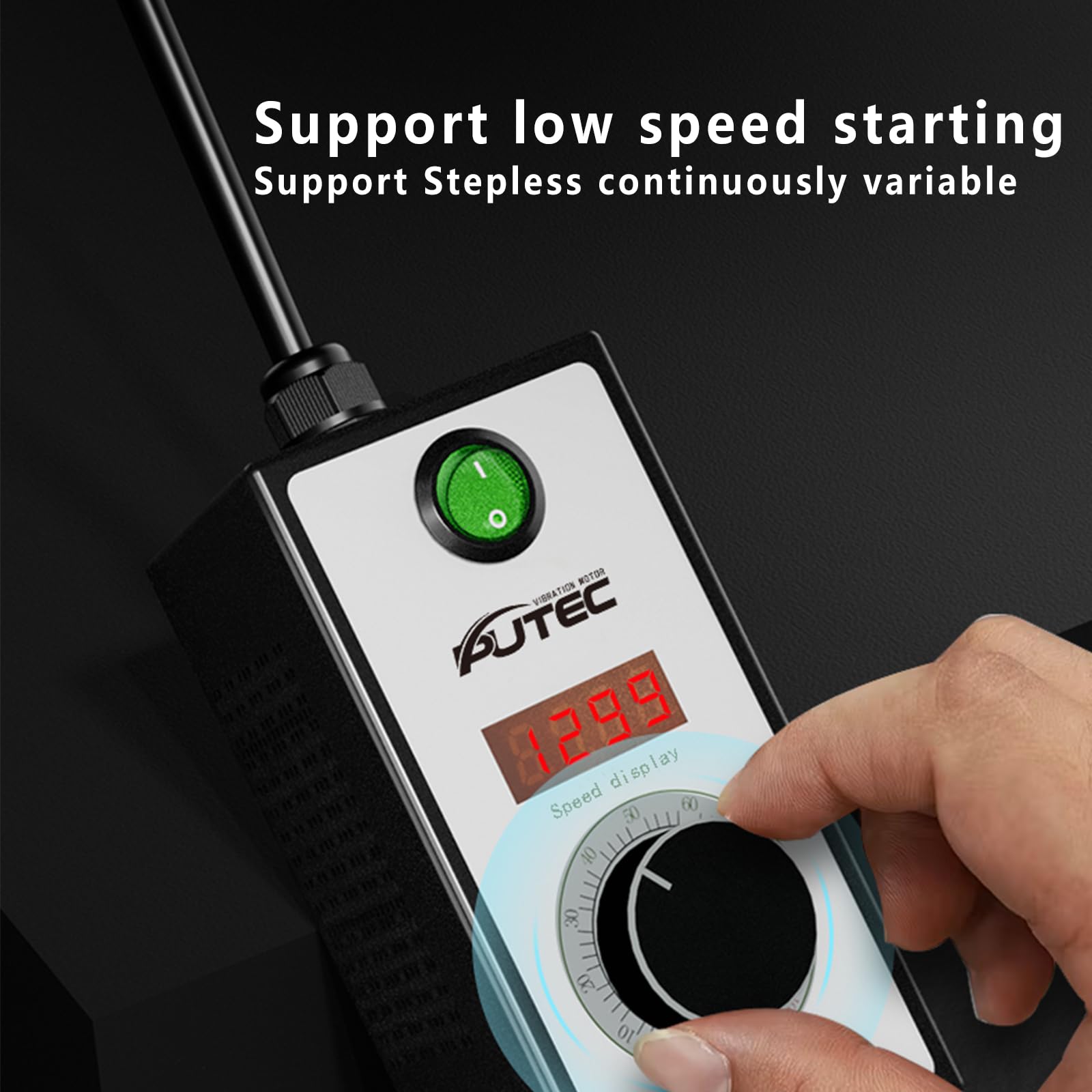 AC Motor Speed Controller Single Phase 110V/220V Vibration Motor Governor Supports Low Speed Start for 30W-120W Motor with Digital Display 30cm Cable
