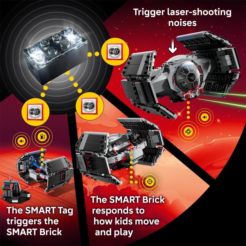 LEGO Star Wars 75421 Smart Play: Darth Vaders TIE Fighter, set interattivo all-in-1 con Smart Brick, giorno, minifigure e caricatore, regalo per ragazzi, ragazze a partire dagli 8 anni e adulti fan
