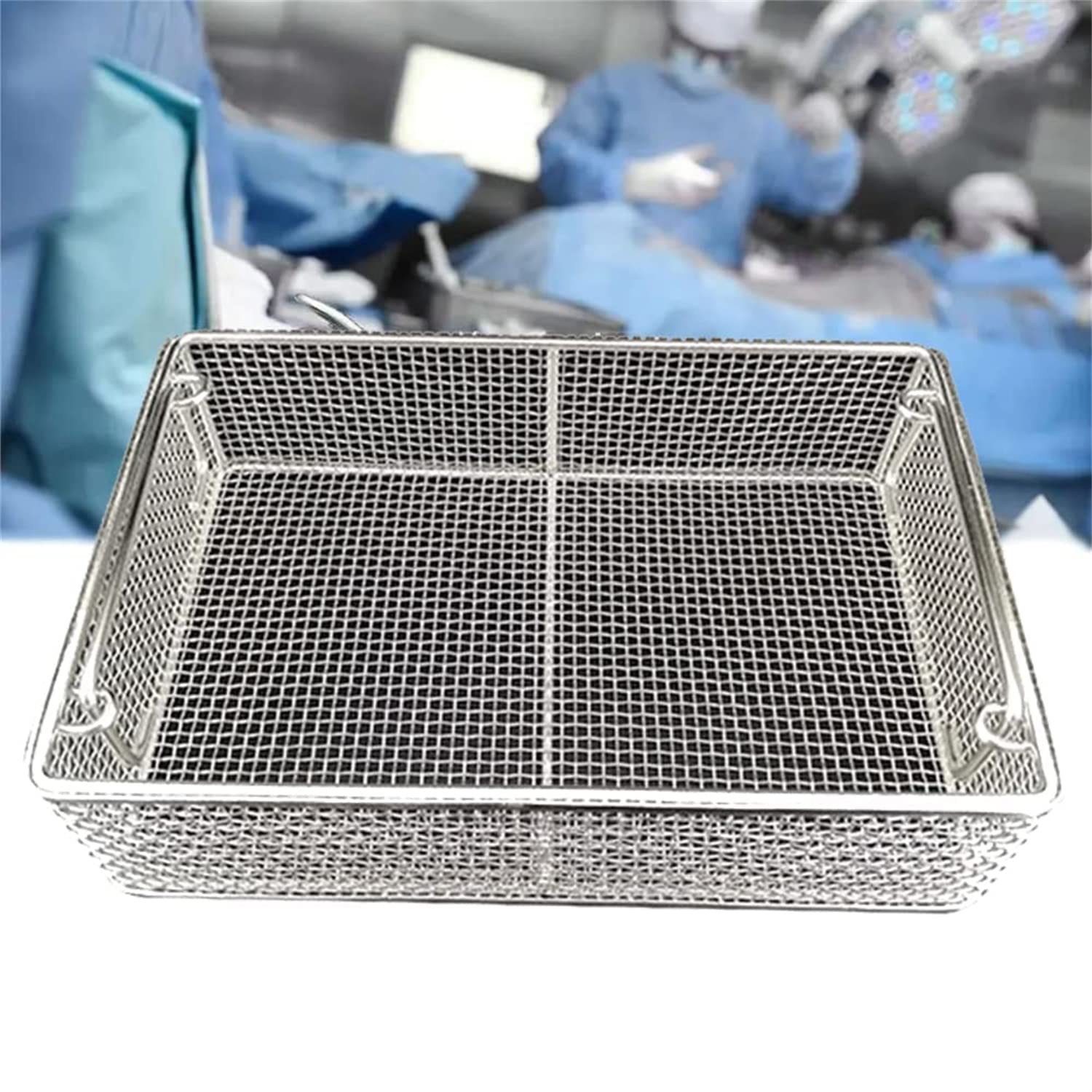 Panier De Désinfection De Matériel Médical en Acier Inoxydable 304, Paniers De Stérilisation pour Instruments avec Poignée Rétractable, pour Instruments Dentaires Médicaux Chirurgicaux,34 * 25 * 7cm