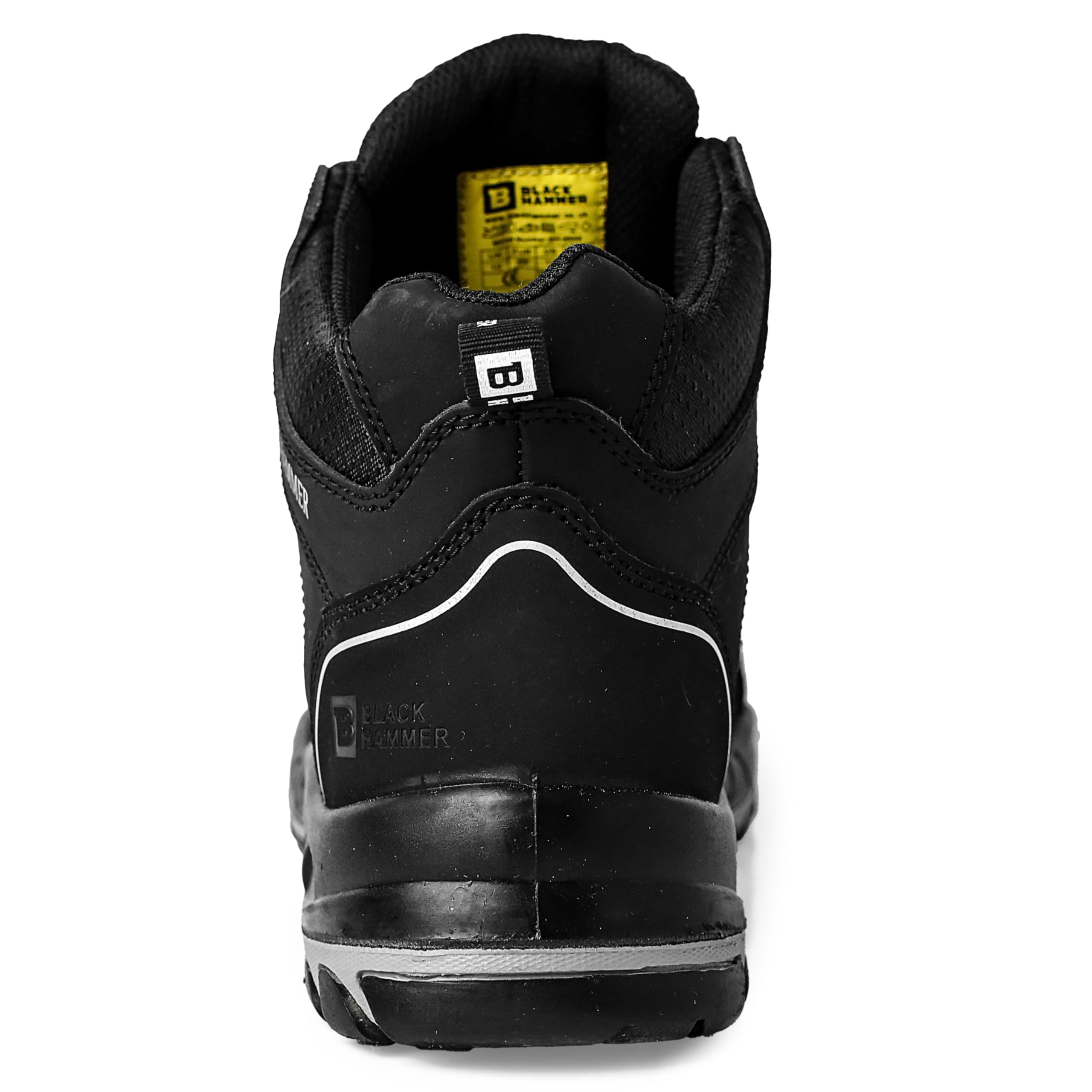 Męskie Buty Robocze Black Hammer Zamsz Nosek z WWłókna szklanego, wytrzymała podeszwa środkowa, wkładka z pianki memory, system sznurowania BOA - obuwie robocze S3 PL SR FO 8899 (48 EU)