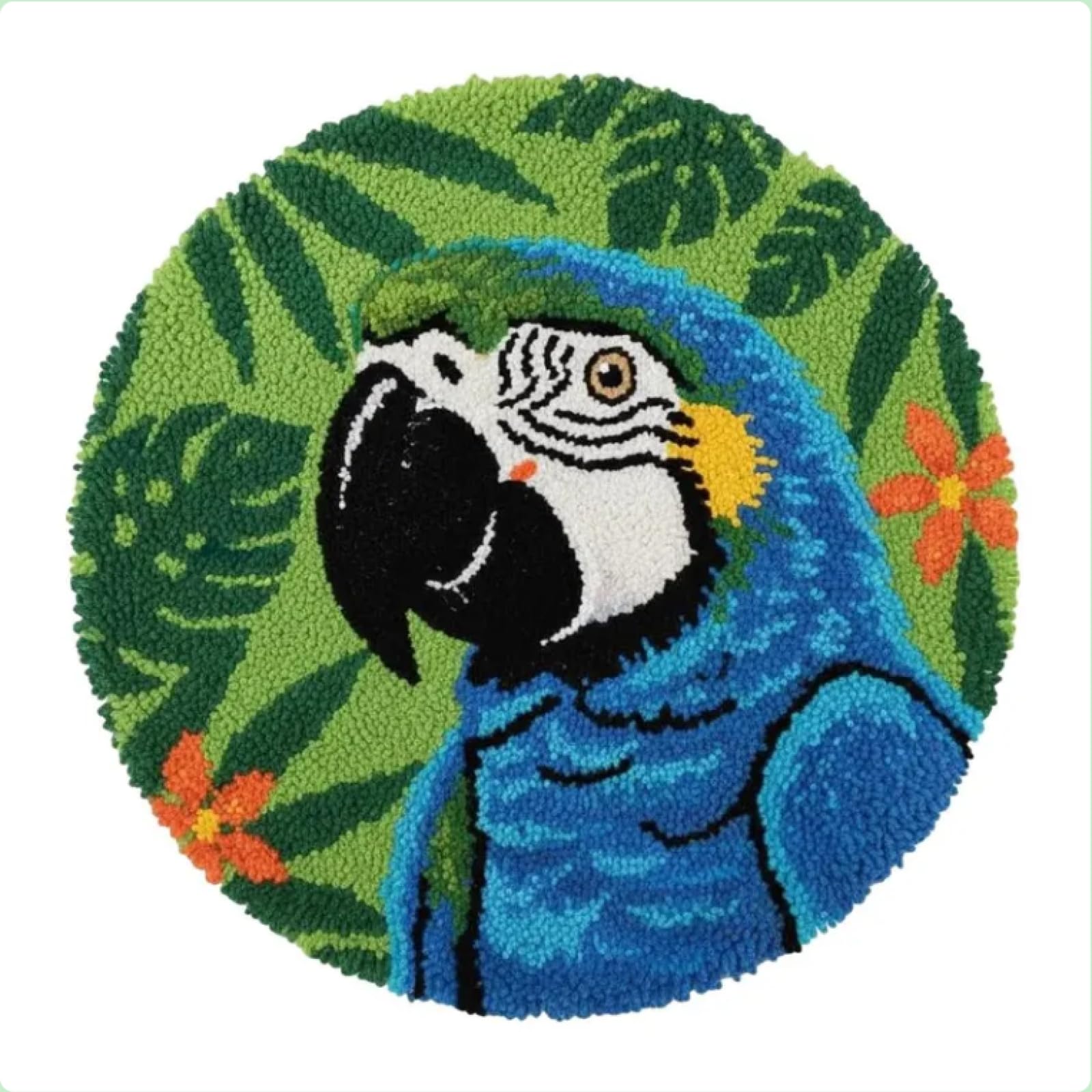 Blue Macaw Parrot Latch Hook Kits DIY Rug Making Kit Tropical Jungle Decor