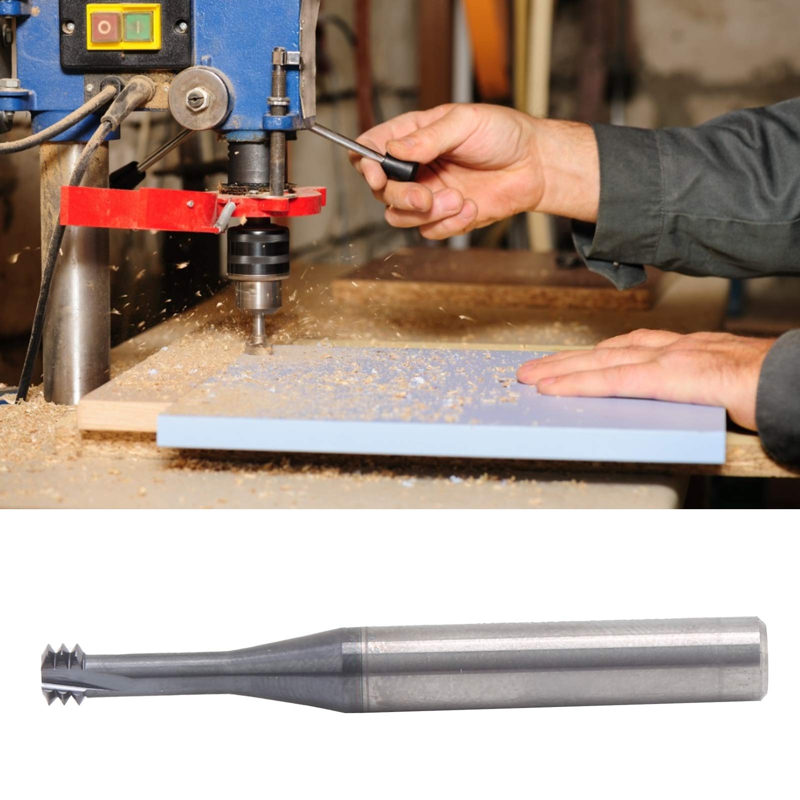 Schneidfräser 3-Zahn Metrischer, Fräswerkzeug Fräser Schaftfräsen Fasenfräser 60 ° Wolframstahl-Gewindefräser M6.0x1.0xd6x50 Kann für Aluminium Kupfer Edelstahl Legierten Stahl Verwendet Werden