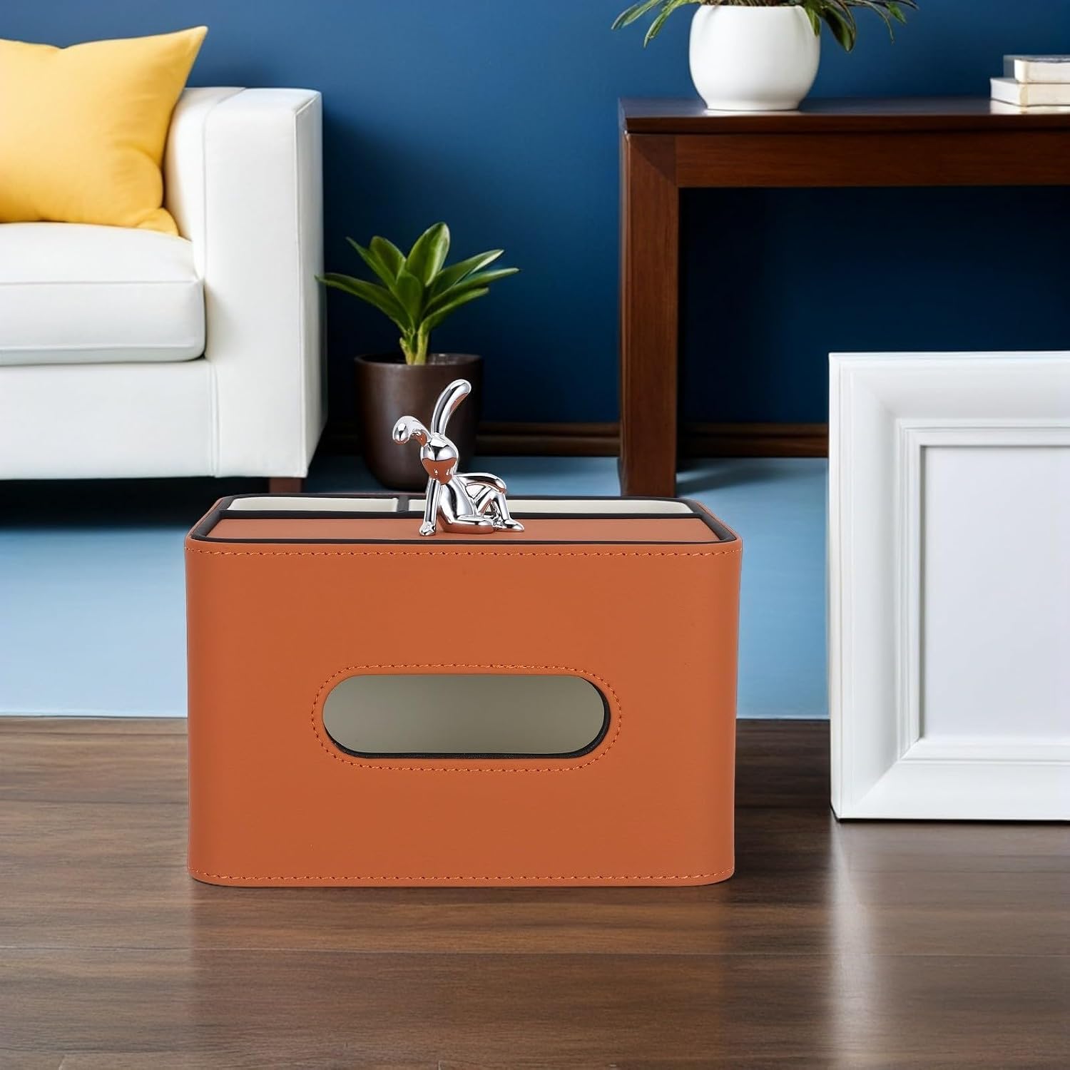 BESPORTBLE Tissue Box Holder with Remote Control Storage Rectangular Pu Leather and Versatile Placement, Elegant Multi-Functional Tissue Organizer for Bedroom or Home Tabletop Use