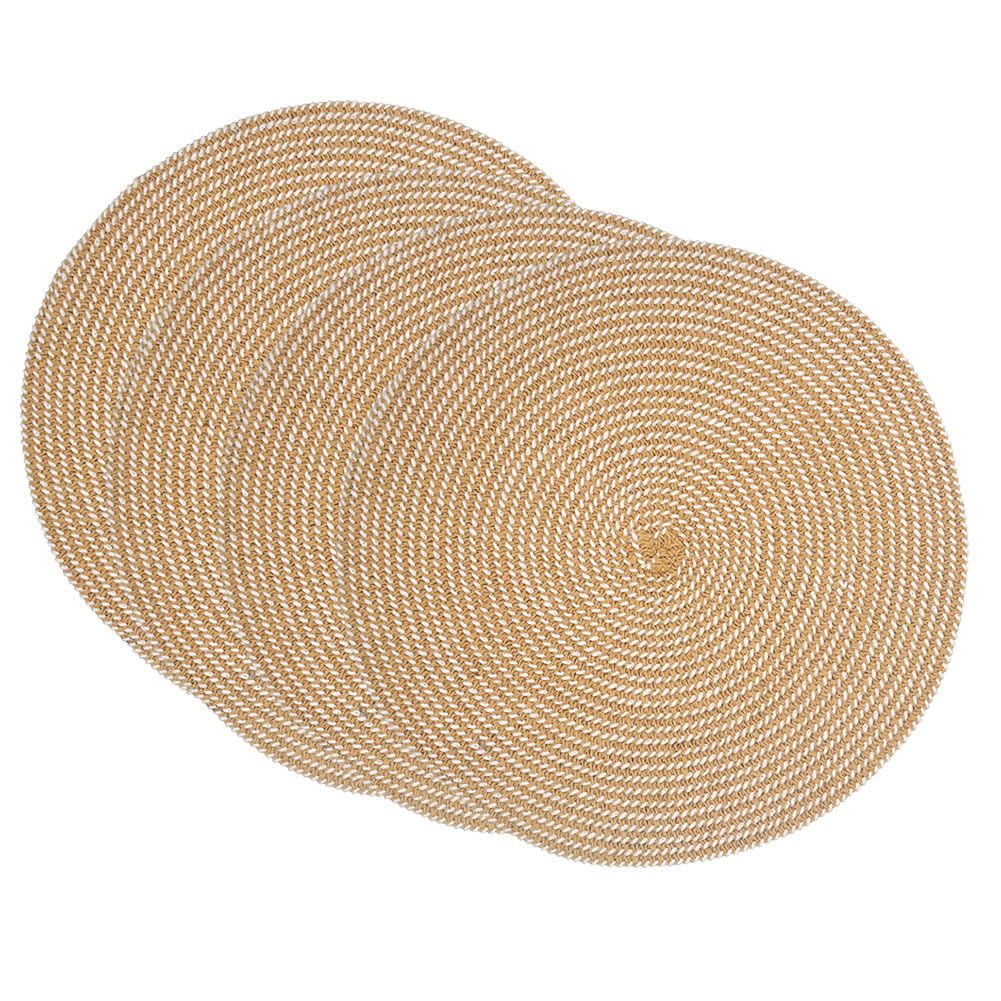 Scf2017 Khaki Round Woven Paper Straw Placemats 30Cm Table Mats Set Of 4,