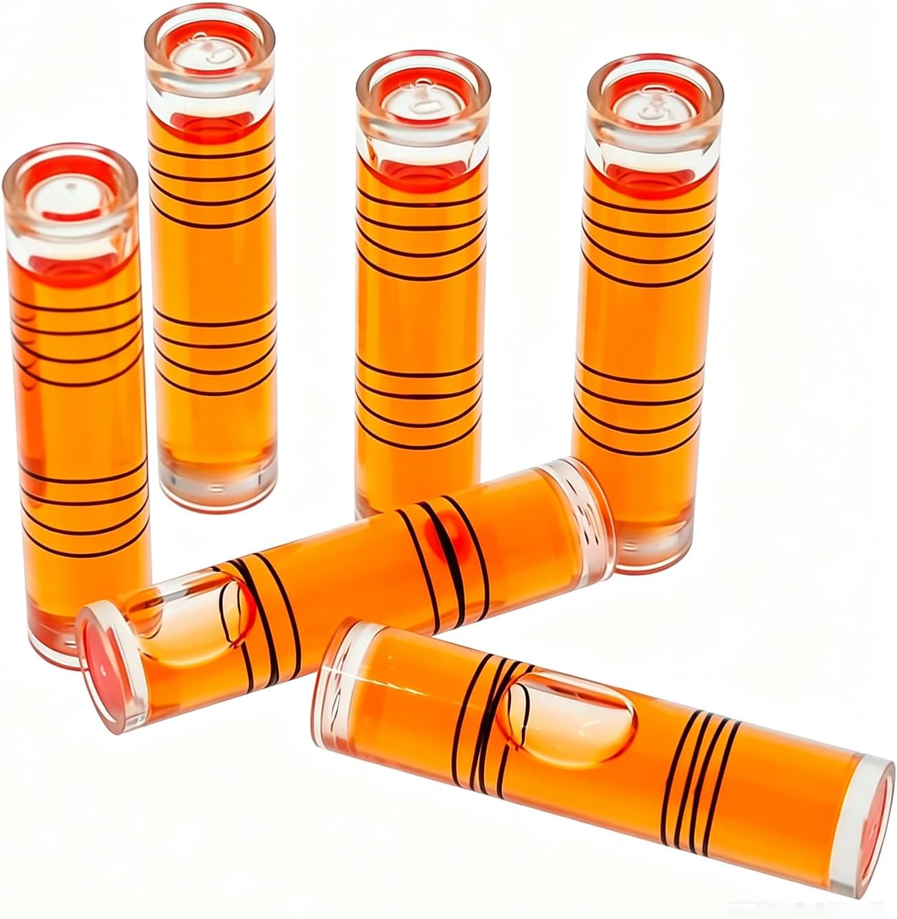 9.5x40mm picture frame level, cylindrical level, horizontal immersion balanced 180 degrees, adjustable head, high precision (red（6PCS）)