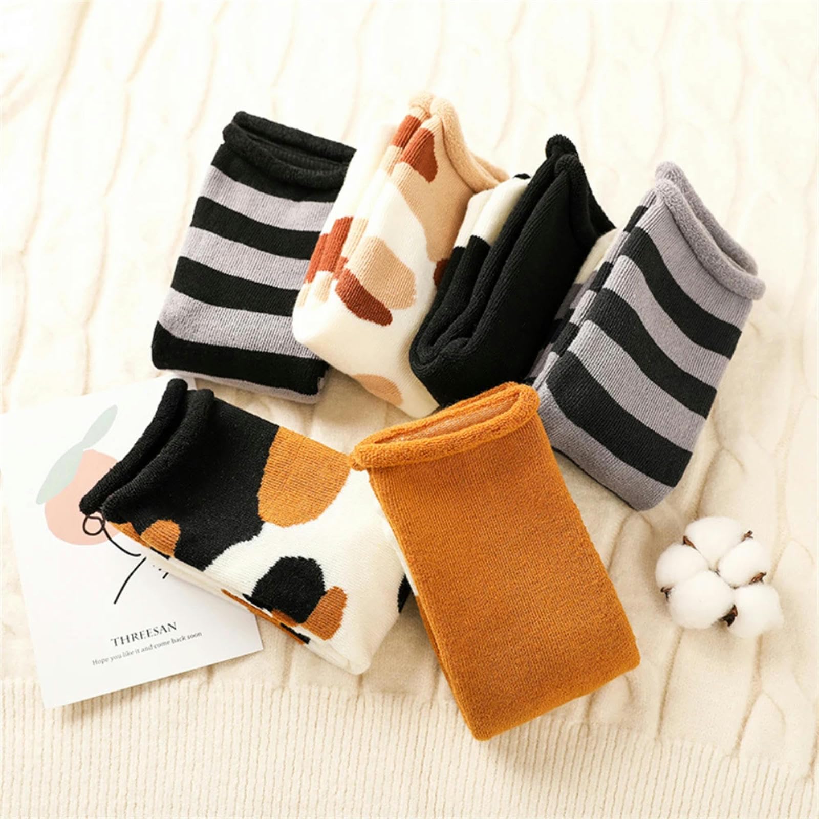 MdybF Calzini 10 Paie Calzini Donna Cotone Autunno Inverno Caldo Calzini Lunghi della Ragazza Terry-Loop Hosiery