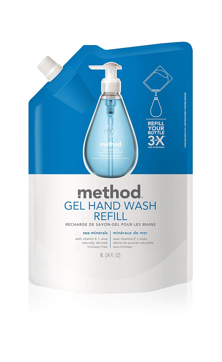 Method Gel Hand Soap Refill, Sea Minerals, 34 Fl Oz (Pack of 3)