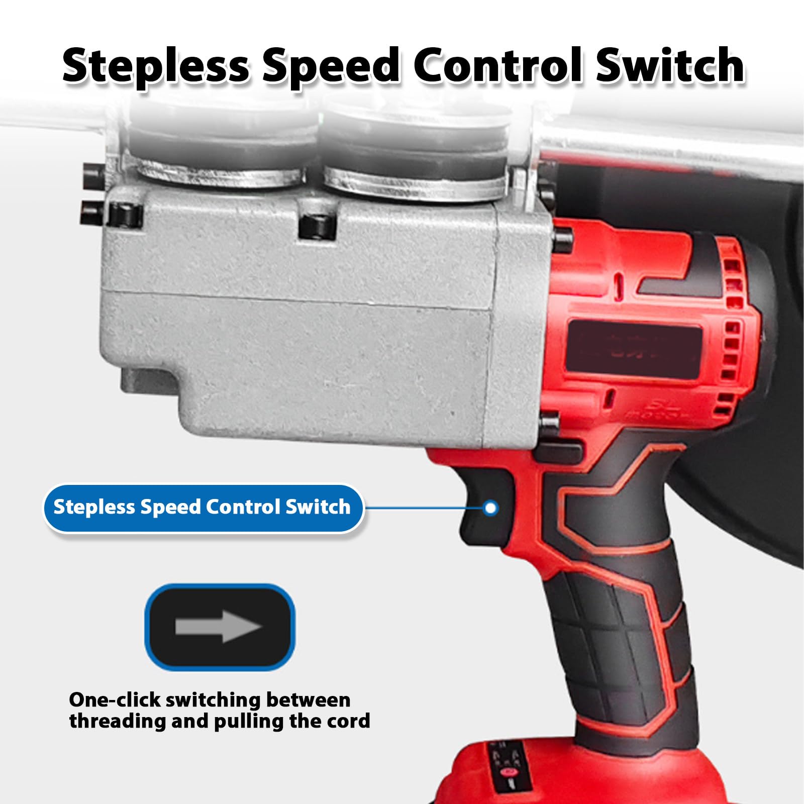 Pasa Cables Electricos Pasacables Electrico Automatico Fuerza 0-550Nm Velocidad 40m/min Autonomía 3-4 Horas para Fontaneros Cableado Construcción Hidroeléctrica 2×Batteries(15Cells)