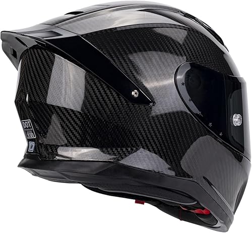 Miniatura 3 de Casco de fibra de carbono de cara completa para motocicletas con alerón, casco deportivo para motos de calle - bolsillos con altavoces Bluetooth