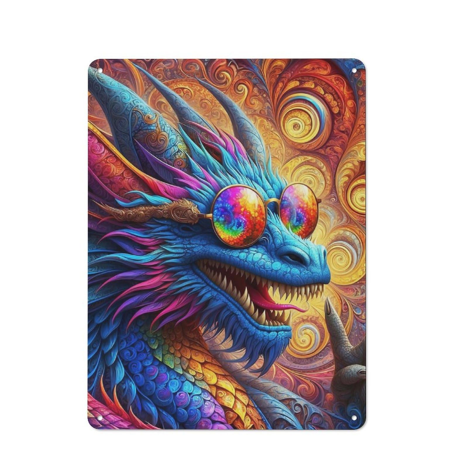 Junmoney Dragons Specatacle 40X30cm Retro Metal Sign With For Café Or Restaurant, For Collectors Decorating Cafés And Restaurants