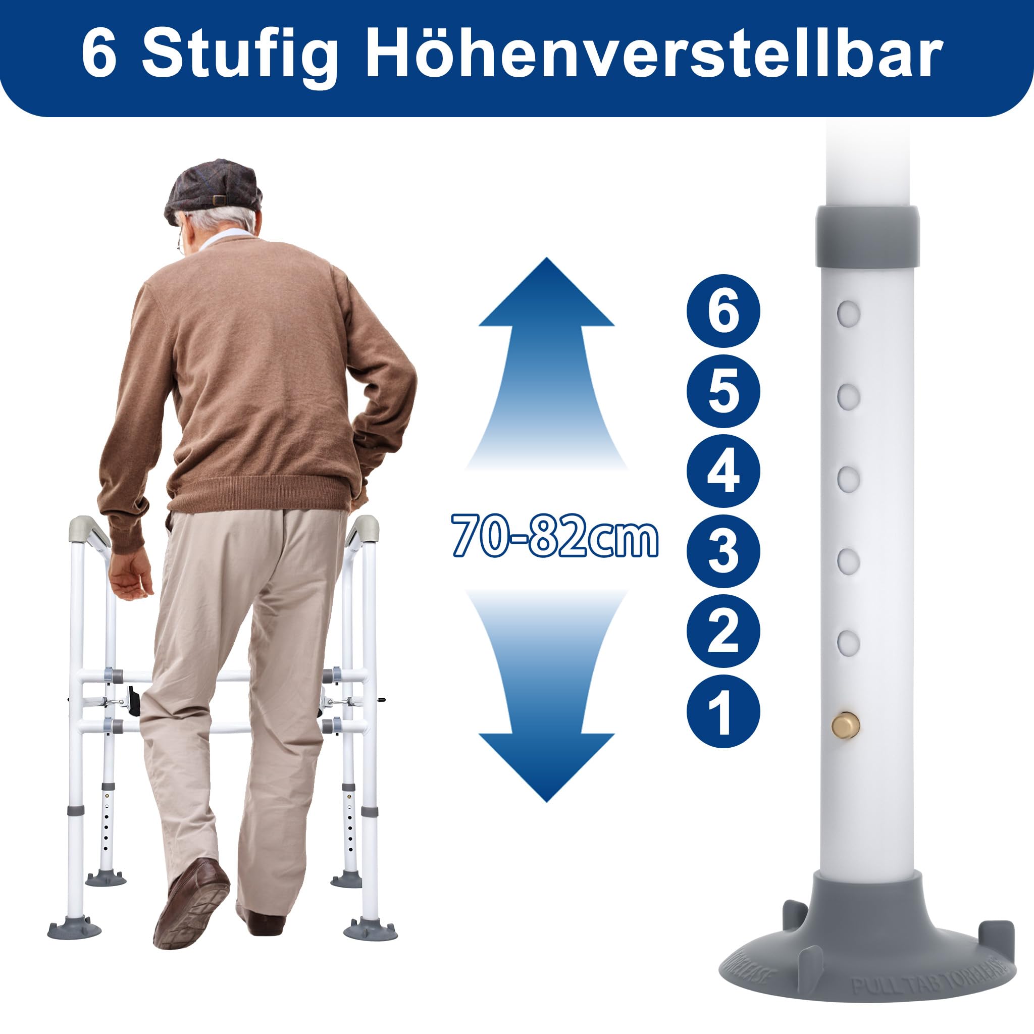 Aufun Aufstehhilfe Toilette, Höhenverstellbar Toilettensitzerhöhung mit Armlehnen, Robust WC Aufstehhilfe Ohne Bohren, Toiletten Haltegriffe für Senioren und Menschen mit Mobilitäts-Einschränkungen