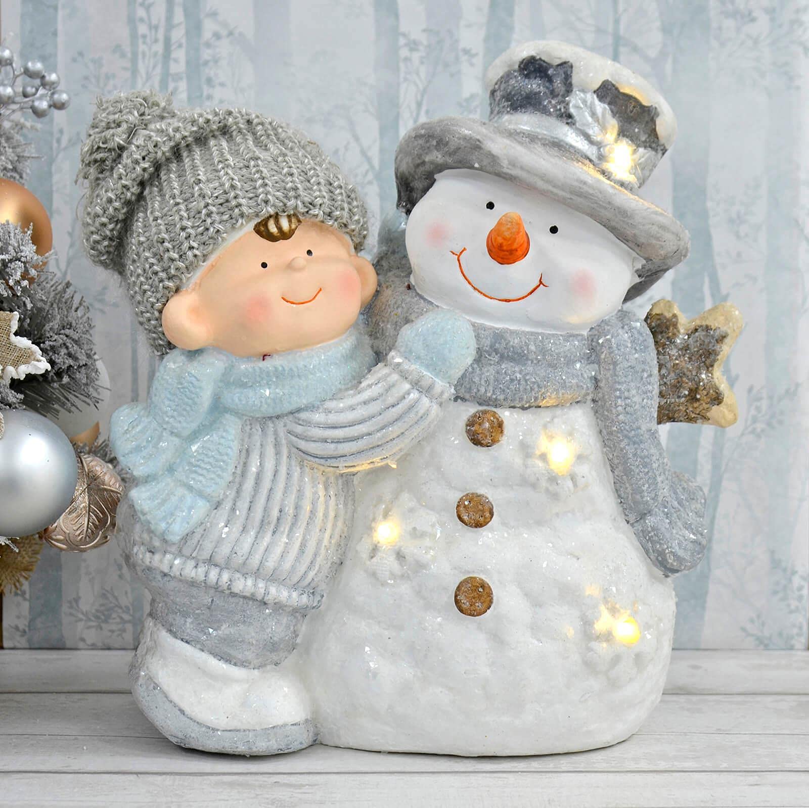 Mr Crimbo Snowman & Boy with LED Lights